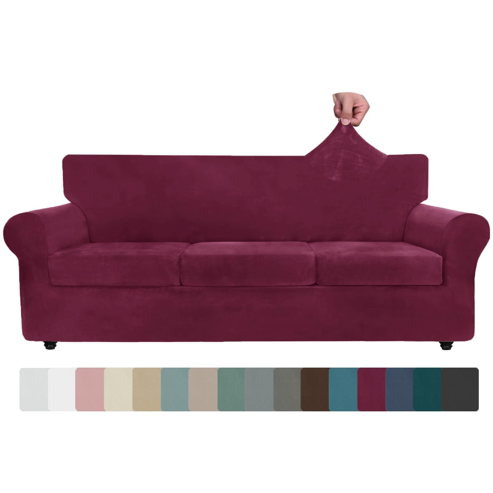 ZNSAYOTX Oversized Velvet Couch Cover 4-Piece Set (92