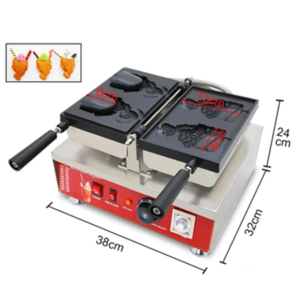 Fish Shape Open Mouth Waffle Maker - Taiyaki Machine 110V for Japanese Pancakes - Perfect for Home Breakfast, Party Snacks & Street Food Business