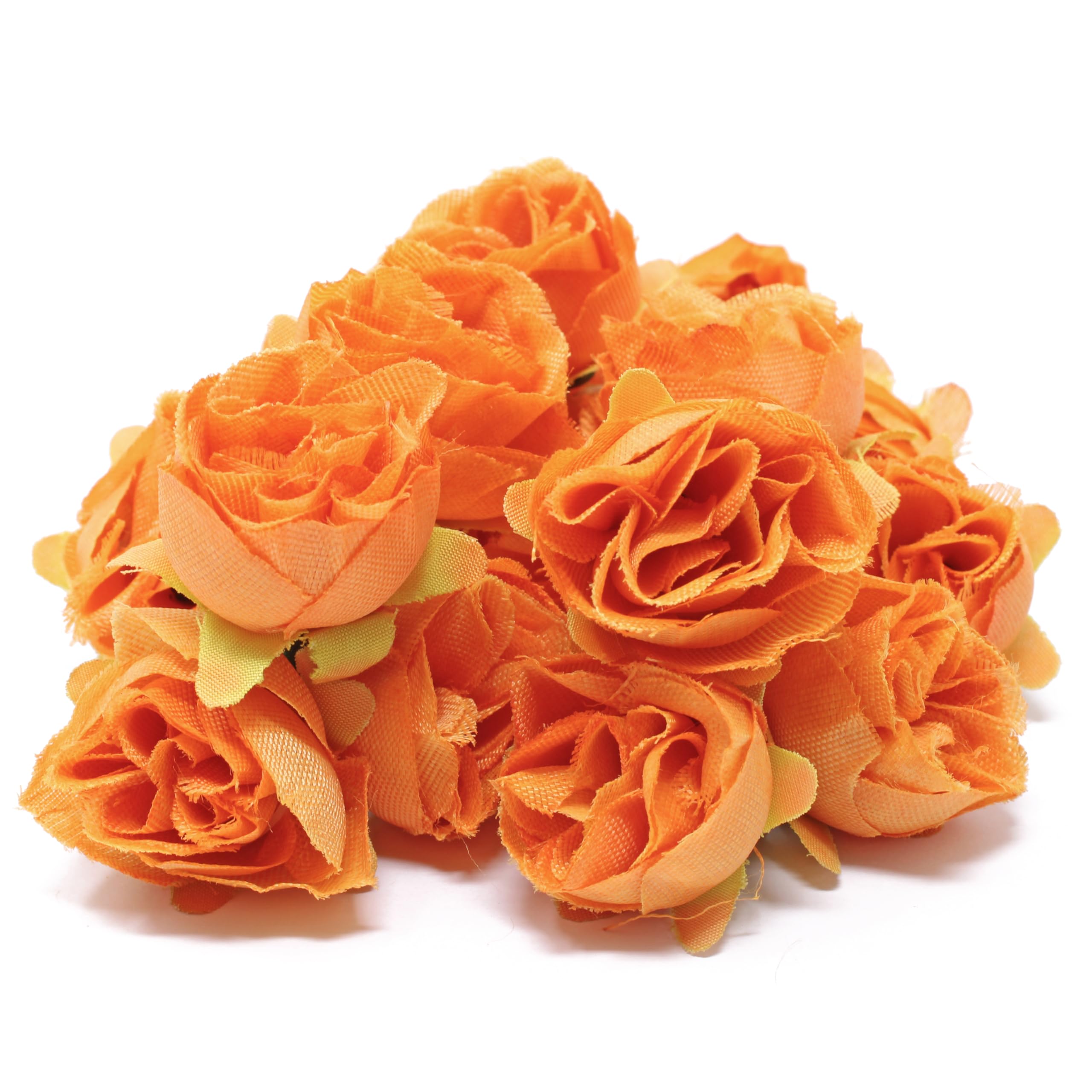 Orange Rose Buds - 10 Pack Faux Silk Decorative Flowers for Home Decor, Wedding Centerpieces, DIY Crafts & Party Arrangements