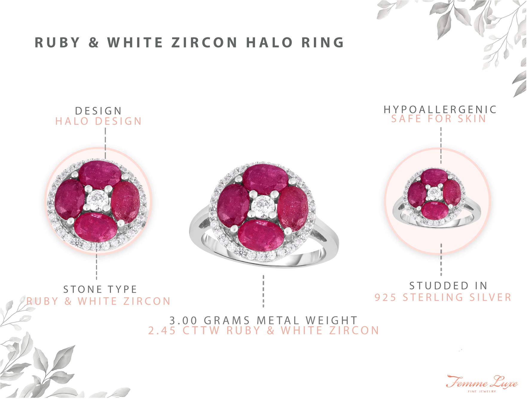 Luxury Gemstone & Zircon Ring for Women - 925 Sterling Silver - Perfect Valentine Gift for Wife or Girlfriend - Elegant Date Night Jewelry