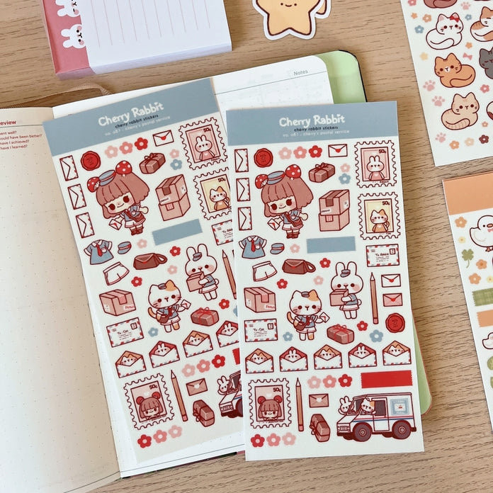 Cherry's Postal Service Sticker Sheet - Waterproof Address Labels for Shipping Packages, Mail & Parcels - Perfect for DIY Envelopes, Moving Boxes & Gift Wrapping