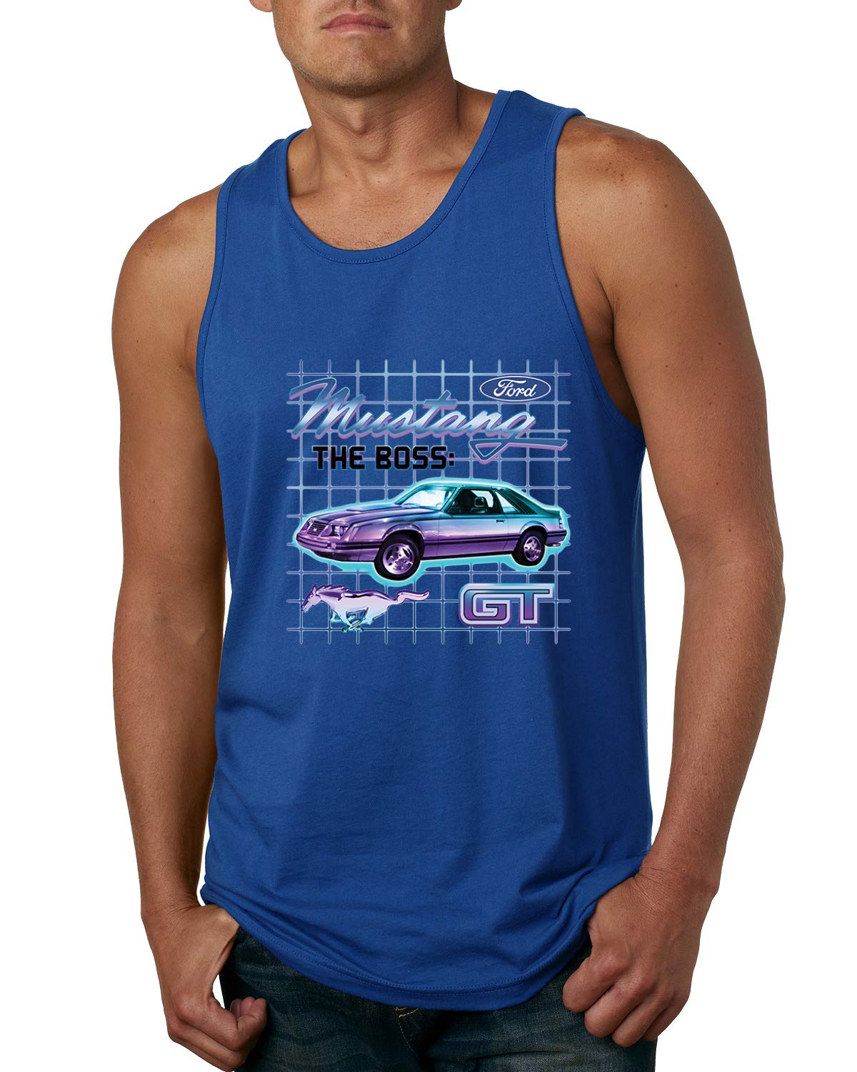 Ford Mustang GT The Boss Retro Vintage Graphic Tank Top for Men - Classic Muscle Car Design, Comfortable & Stylish - Perfect for Car Shows, Casual Wear & Summer Outfits
