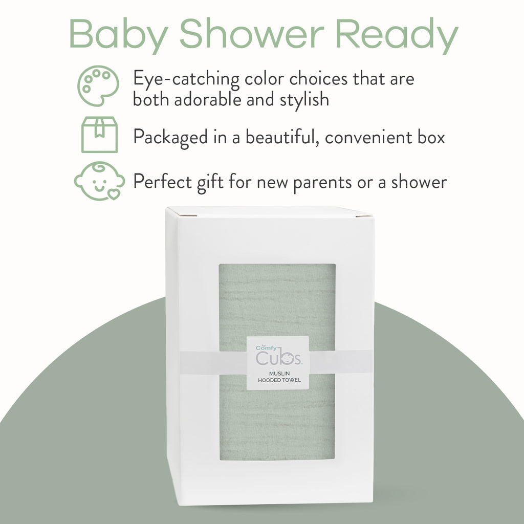 Comfy Cubs Ultra Soft Muslin Cotton Hooded Baby Towel - Newborn Bath & Swim Wrap, Perfect for Infants, Toddlers, and Kids - Ideal for Bath Time, Swimming, Beach, and Spa Days