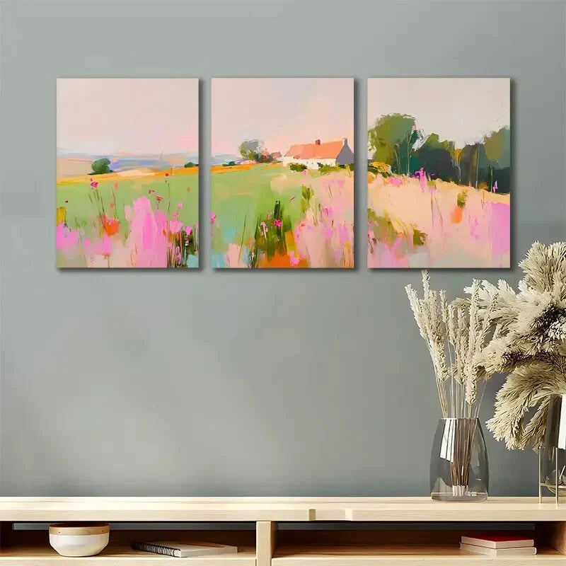 3-Piece Abstract Brush Strokes Scenery Metal Wall Art - Ready to Hang Modern Home Decor for Living Room, Bedroom & Office