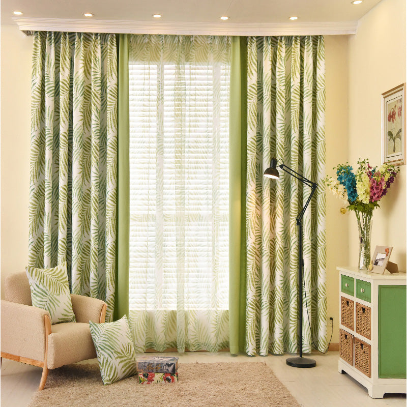 Valerie Color Blocking Rustic Botanical Blackout Custom Curtains - Thermal Insulated Window Drapes for Living Room, Bedroom & Nursery