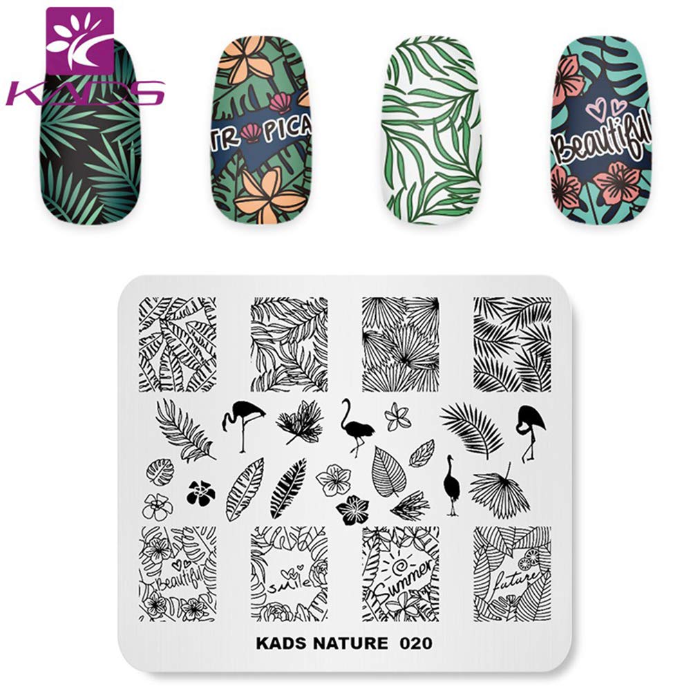 KADS Flamingo Nail Stamping Plate - DIY Nail Art Design for Home & Salon Use