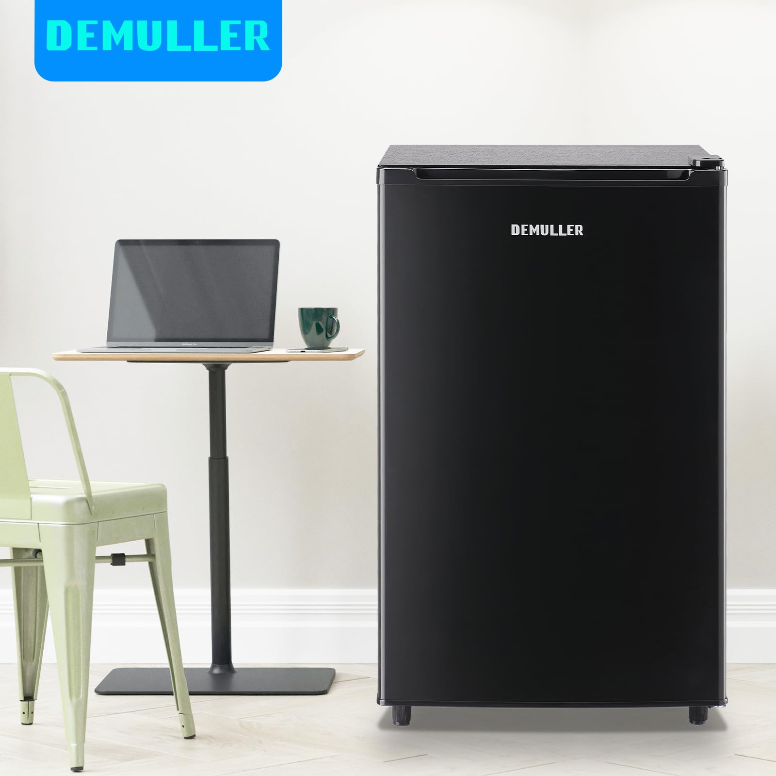 3.2 Cu.Ft Upright Freezer - Compact Single Door Freezer with 7 Adjustable Thermostat & Rapid Cooling Technology - Perfect for Home, Kitchen, Dorm, Office or Garage - Energy Efficient Stand-Up Freezer in Black
