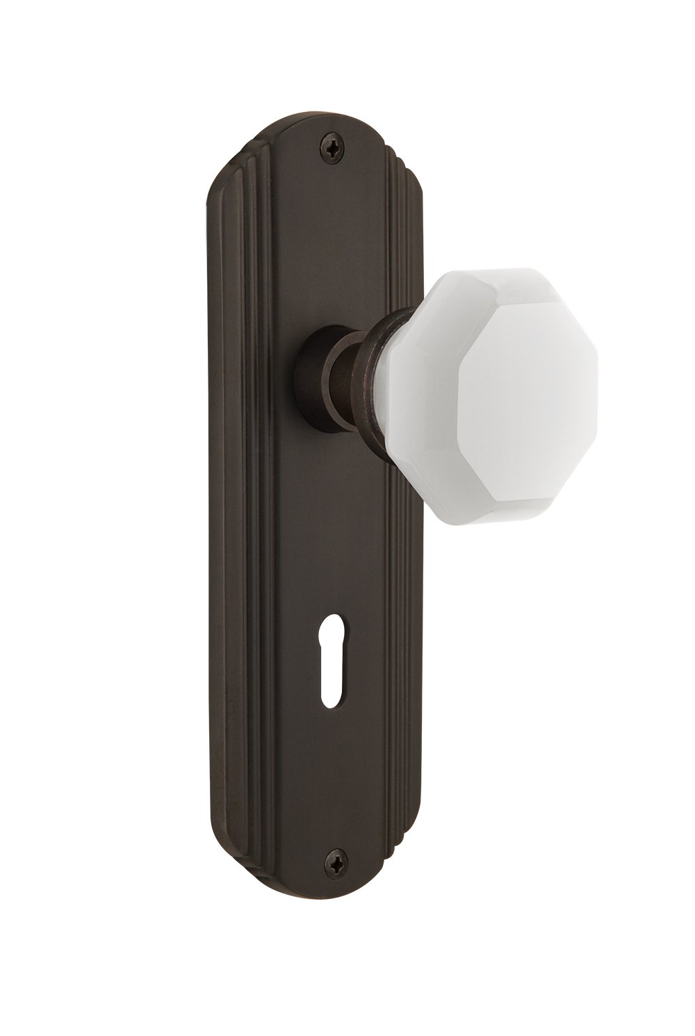 Nostalgic Warehouse 749504 Deco Plate Waldorf White Milk Glass Knob - 2.25