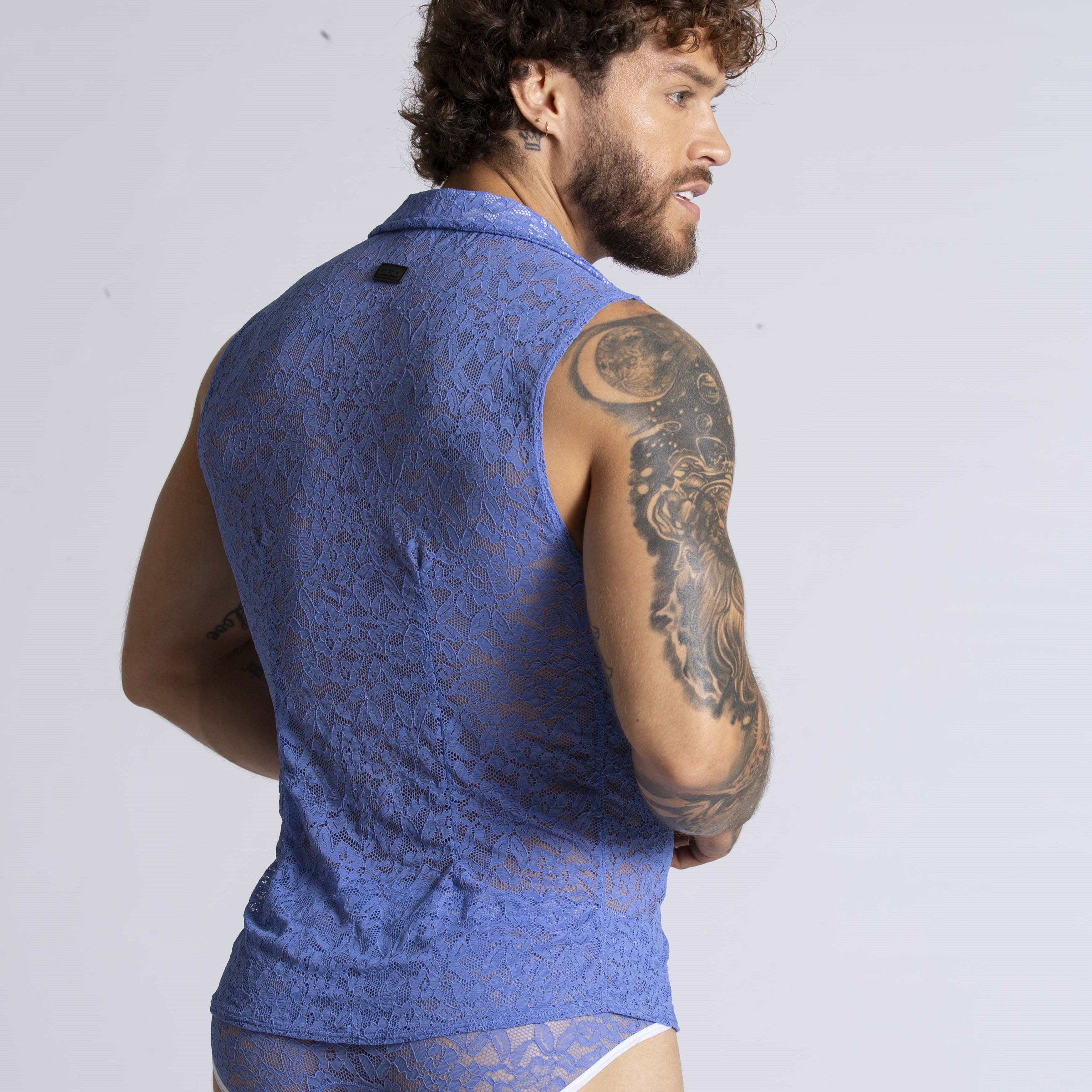 Gigo Paradise Women's Blue Lace Sleeveless Blouse - Elegant Summer Top for Casual Outings, Beach Wear & Date Nights