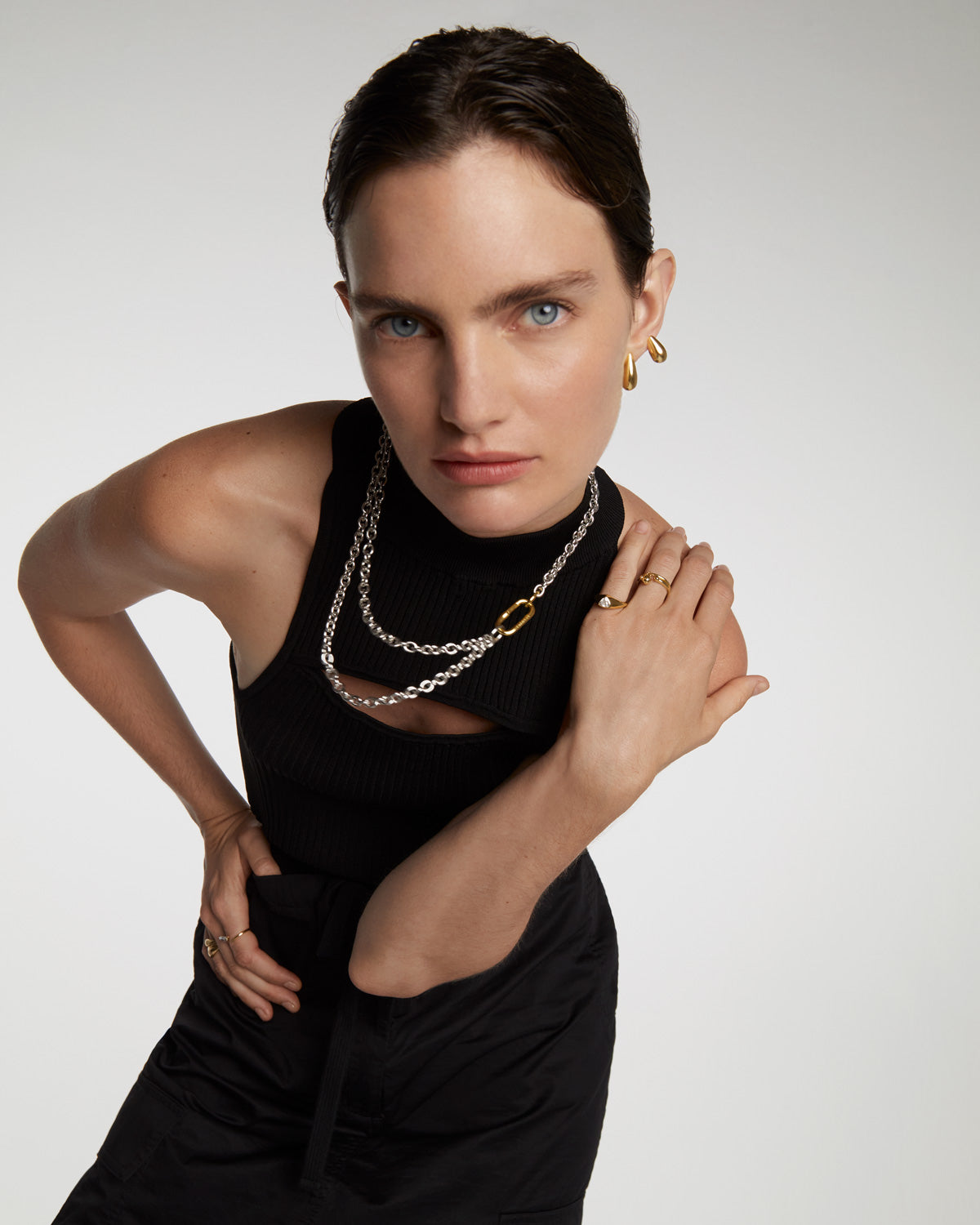 GRID 1 Double Beat Chain Necklace for Women - Trendy Layered Gold Plated Jewelry for Everyday Wear & Special Occasions