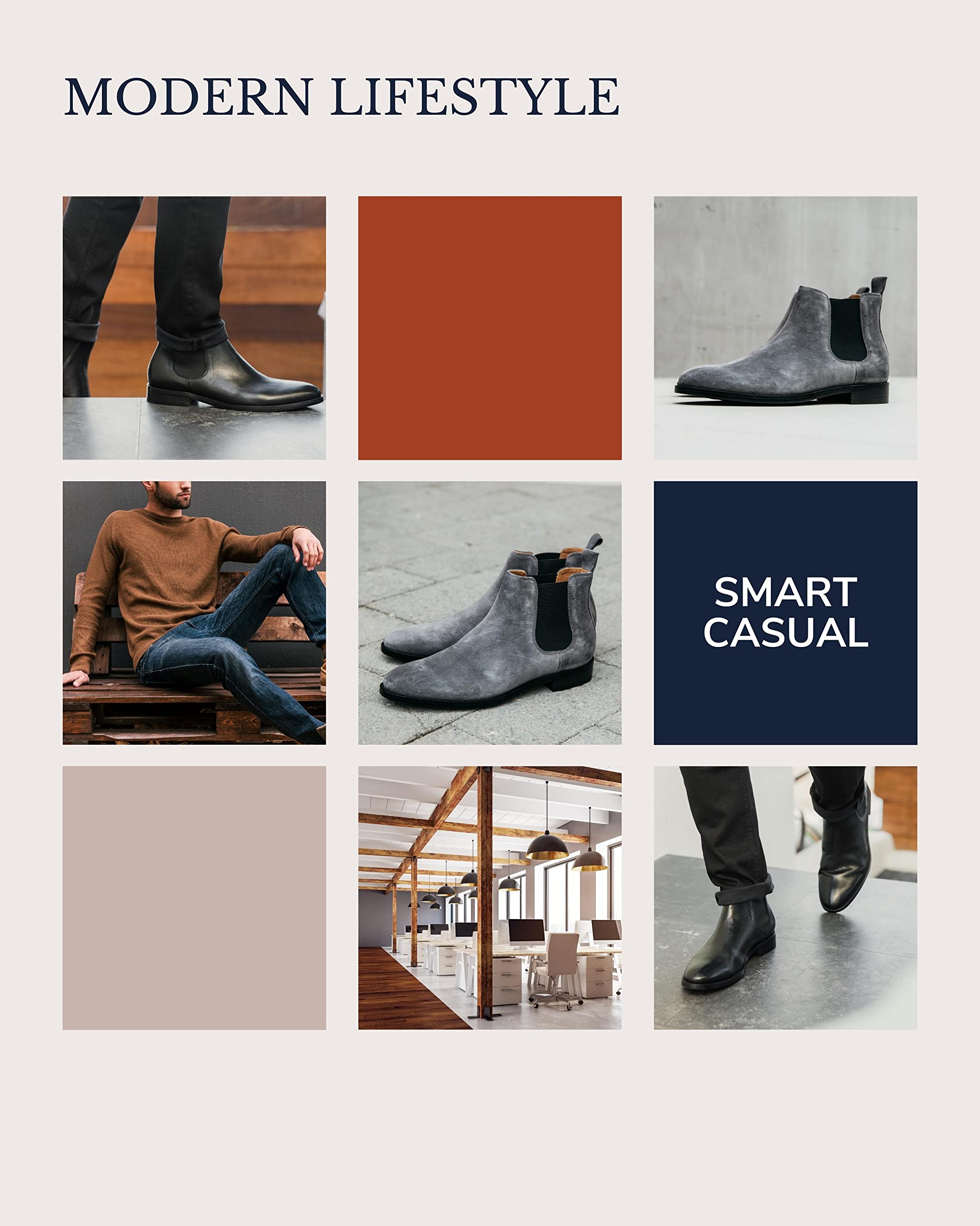 Dunross & Sons Men's Chelsea Dress Boots - Comfortable Leather Jayden Boots for Work, Casual & Formal Wear