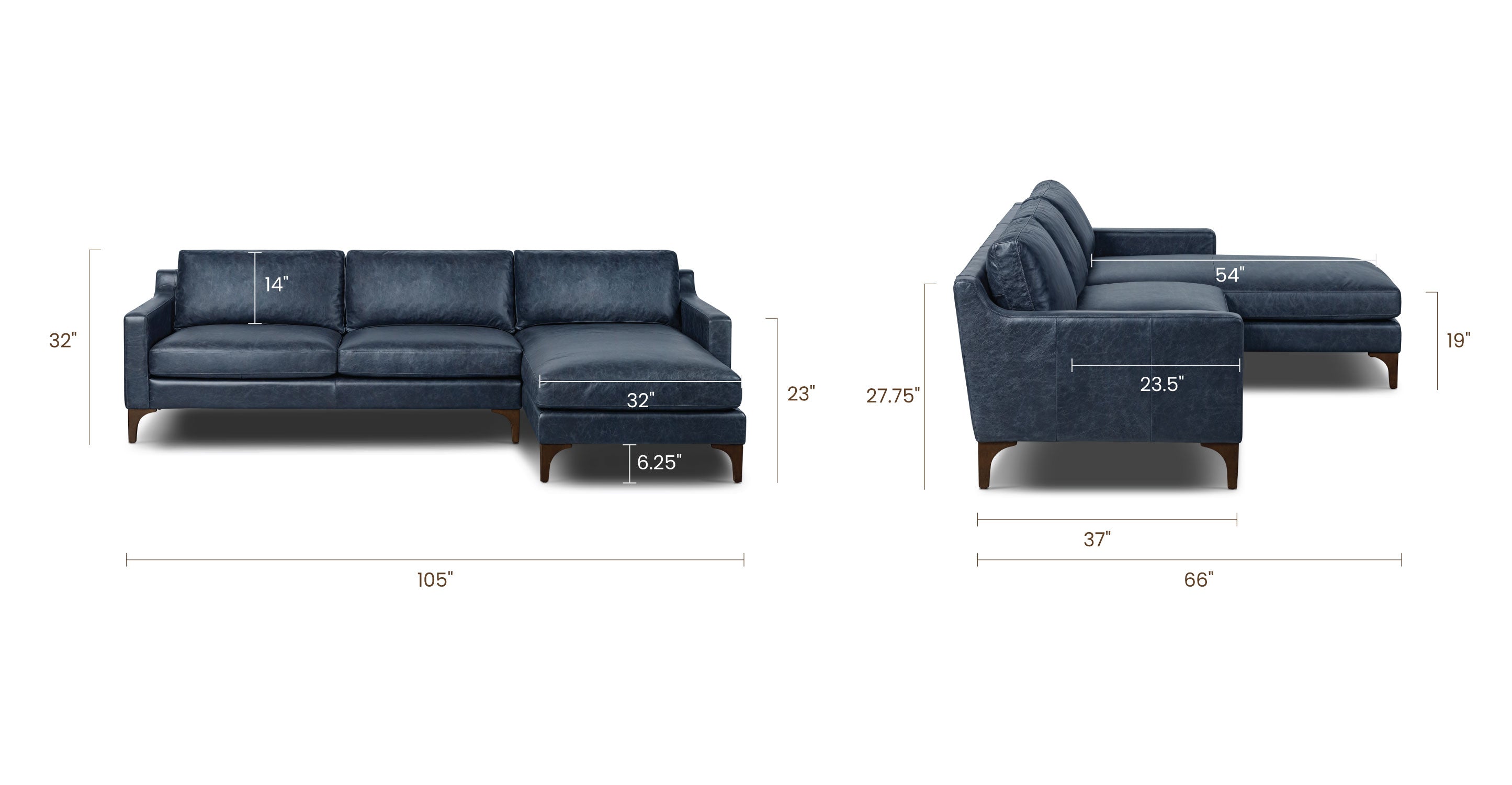 Sorrento Right Facing Sectional Sofa - Modern L-Shaped Couch with Reversible Chaise for Living Room, Family Room & Home Theater