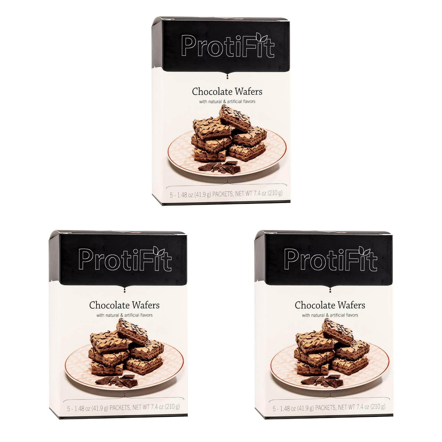 PROTIFIT - High Protein Chocolate Wafer Bar 3 Pack | 15g Protein, Low Calorie, Low Carb & Fat Free Snack | Keto Friendly, Ideal Protein Compatible | Perfect for Workouts, Weight Loss & On-the-Go Nutrition (3 Bars per Pack)