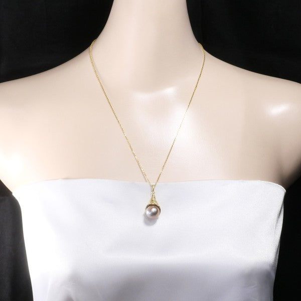 18K Yellow Gold Semi-Round Pearl Necklace – Elegant Jewelry for Women, Perfect for Weddings, Parties & Special Occasions