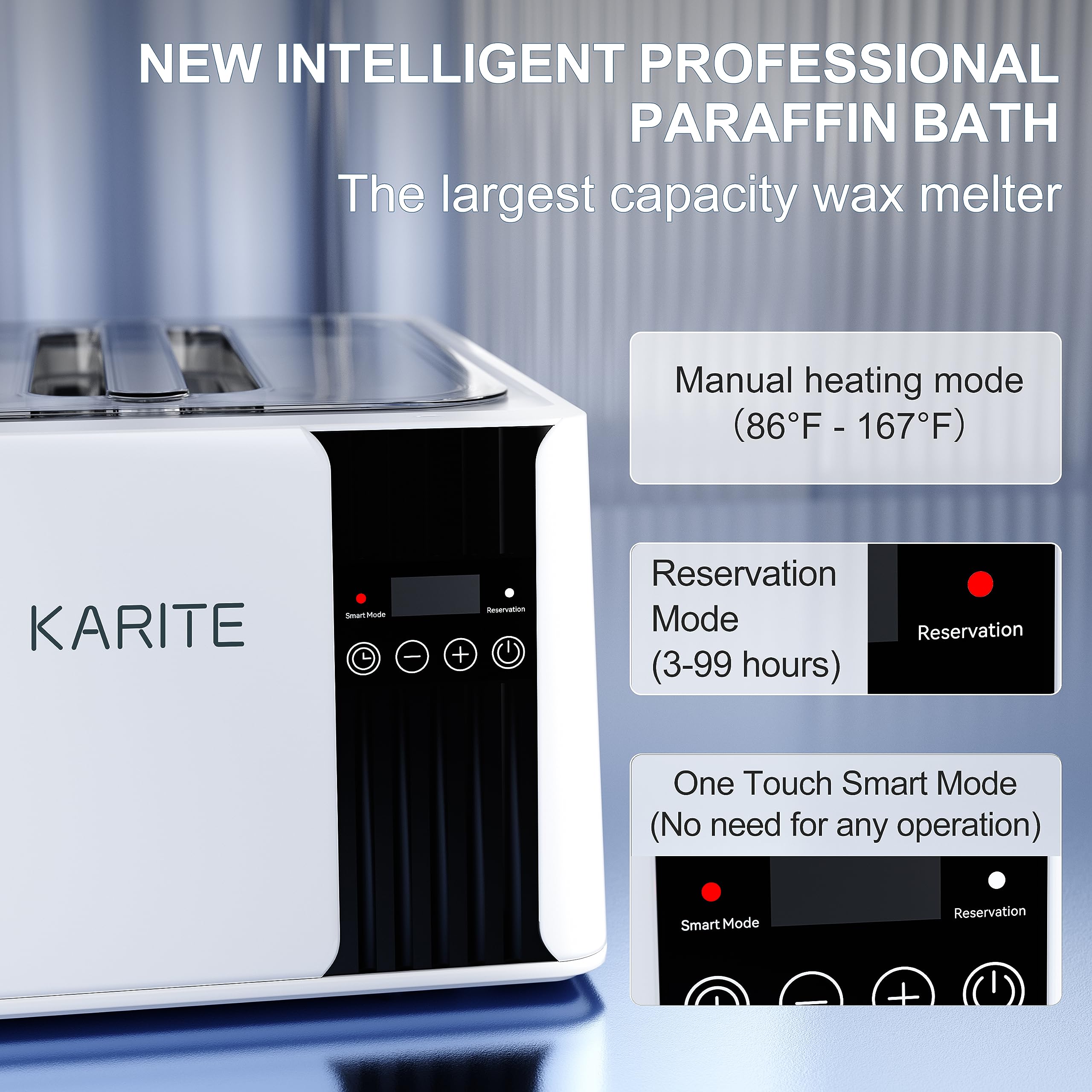 KARITE 9000ml Paraffin Wax Machine for Hands and Feet - Auto-Timer, Smart Mode & Precision Temperature Control Wax Warmer Kit with 16PCs Refills - Perfect for Spa, Nail Salon & Home Relaxation Therapy