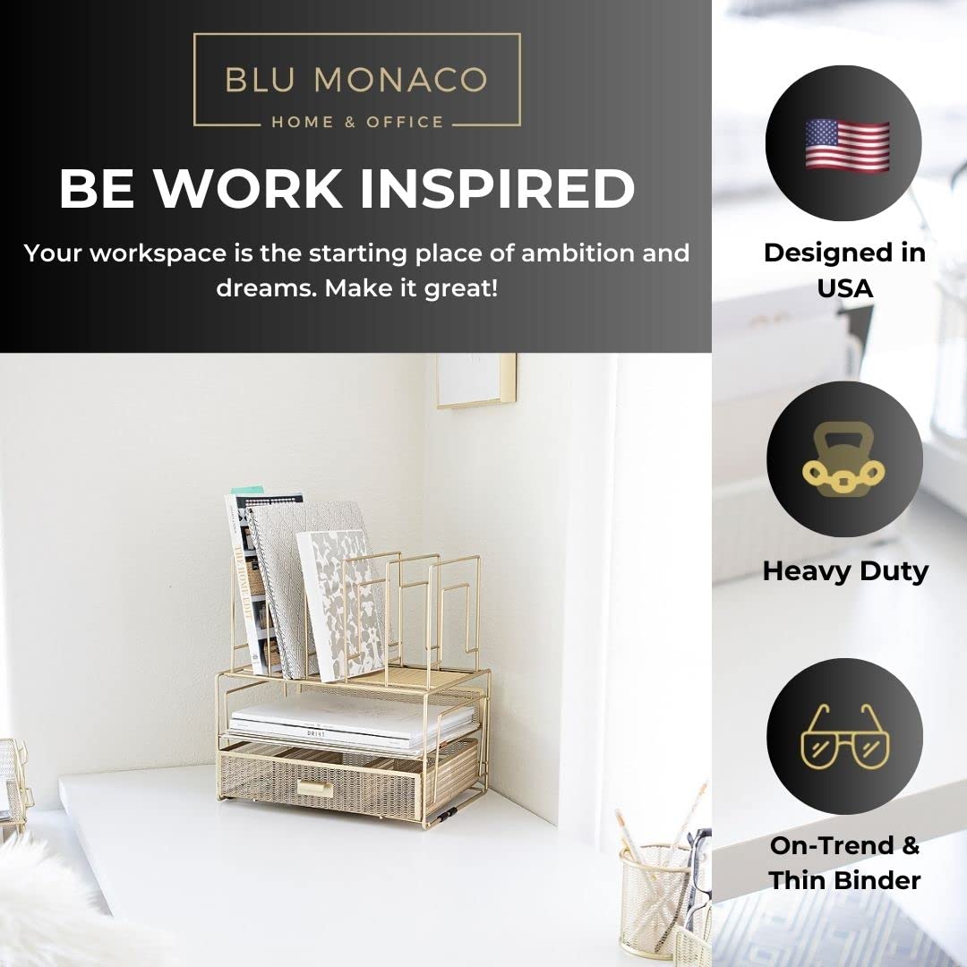 BLU MONACO Gold Desk Organizer - Office File Holder for Desk Storage (Home & Office Use)