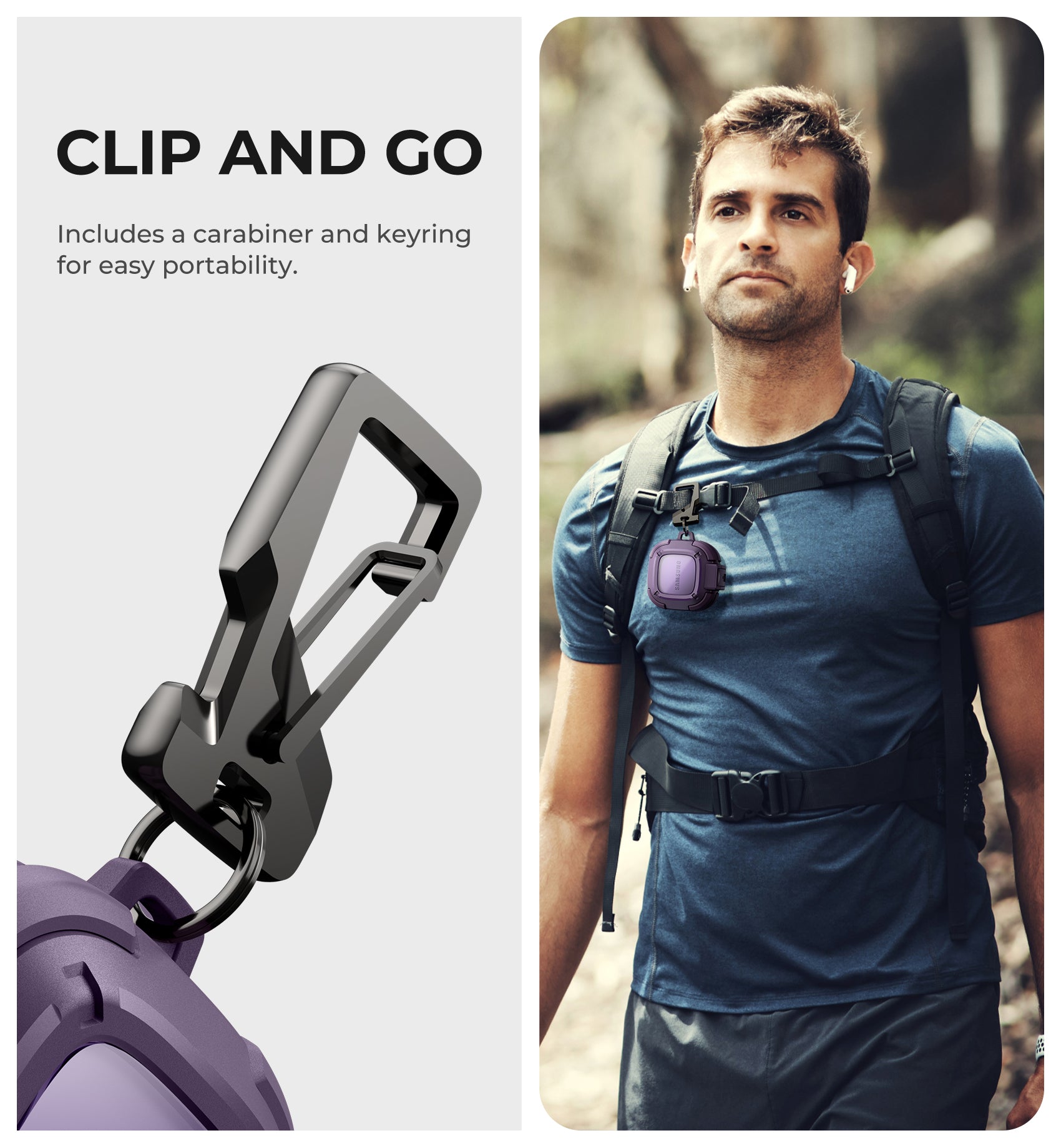 Durable Shockproof Earphone Case for Samsung Galaxy Buds Live/Pro/Buds2/Buds2 Pro/FE (2023) - Secure Lock & Carabiner Clip, Full Body Rugged Protection - Perfect for Travel, Sports, and Outdoor Activities