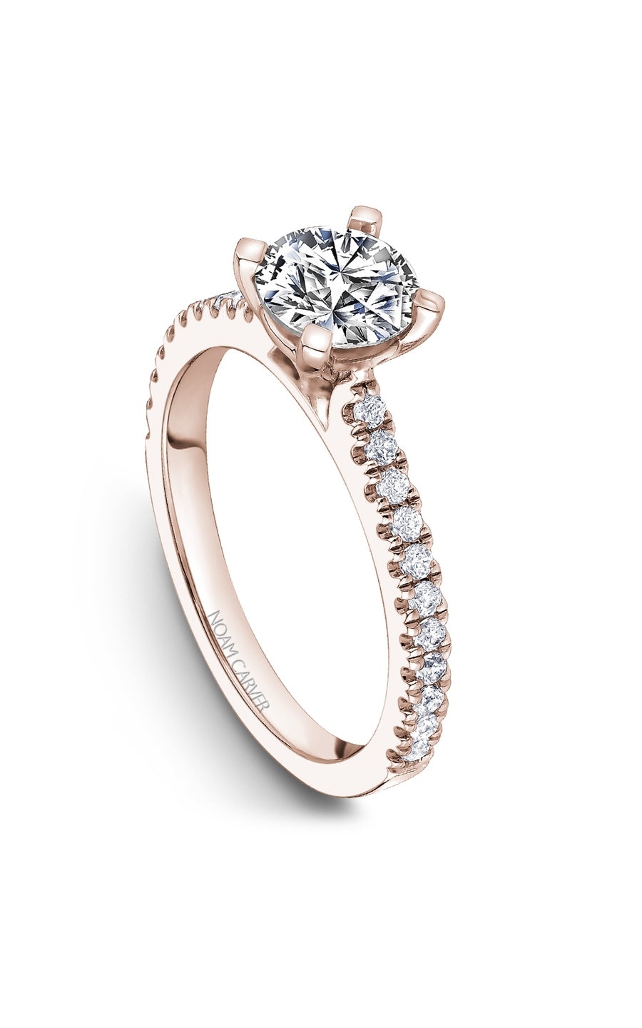 Noam Carver B350 01RA Diamond Engagement Ring for Women - 14K White Gold Bridal Wedding Band, Perfect for Proposals & Anniversaries