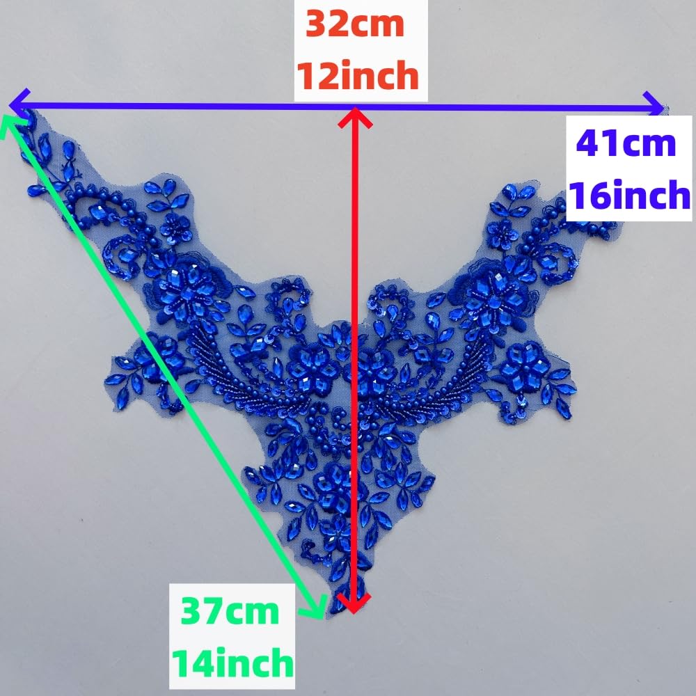 Lace Flower Beads Pearl Patches - Sew on Rhinestone Appliques for Dresses & Clothing Necklines (Purple) | Elegant Embellishments for Wedding Gowns, Prom Dresses & DIY Fashion Projects