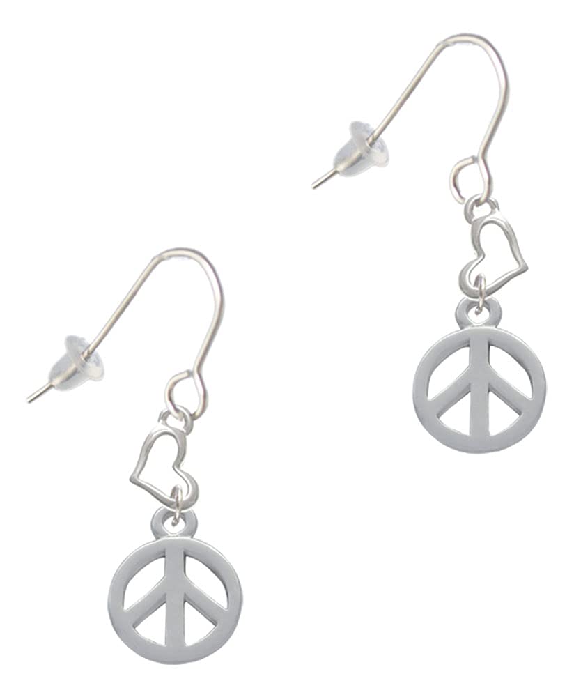 Silver Peace Sign Heart Earrings for Women - Casual & Party Wear