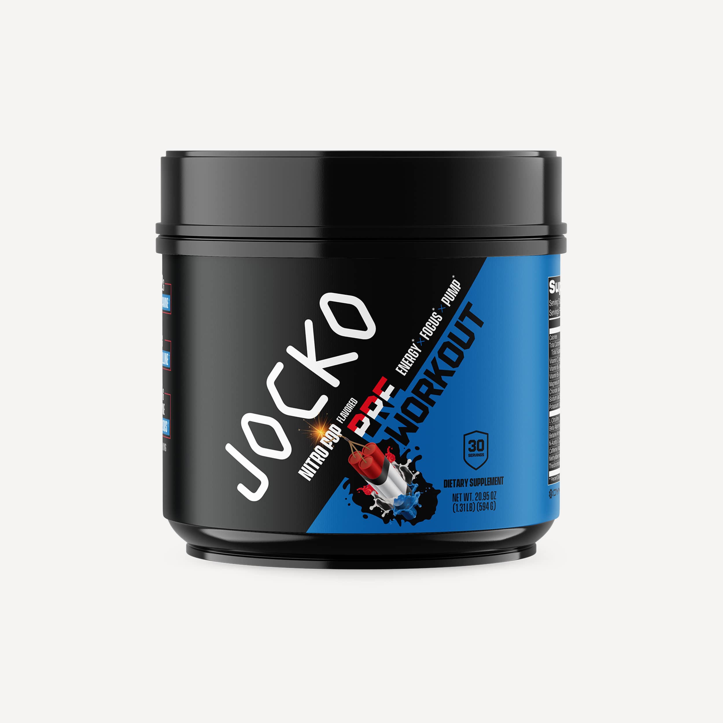 JOCKO Pre Workout Powder - Energy & Endurance Booster for Gym, Running & Fitness | Natural Performance Enhancer for Men & Women
