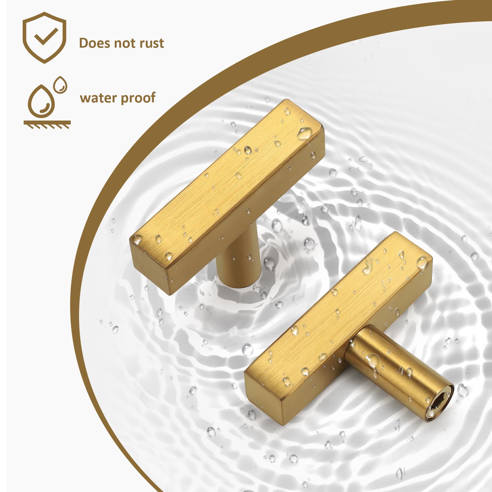 25 Pack Gold 2 Inch (50mm) Square T Bar Cabinet Handles - Kitchen & Bathroom Drawer Pulls for Furniture Hardware | Durable & Stylish Cabinet Knobs for Home Renovation & DIY Projects