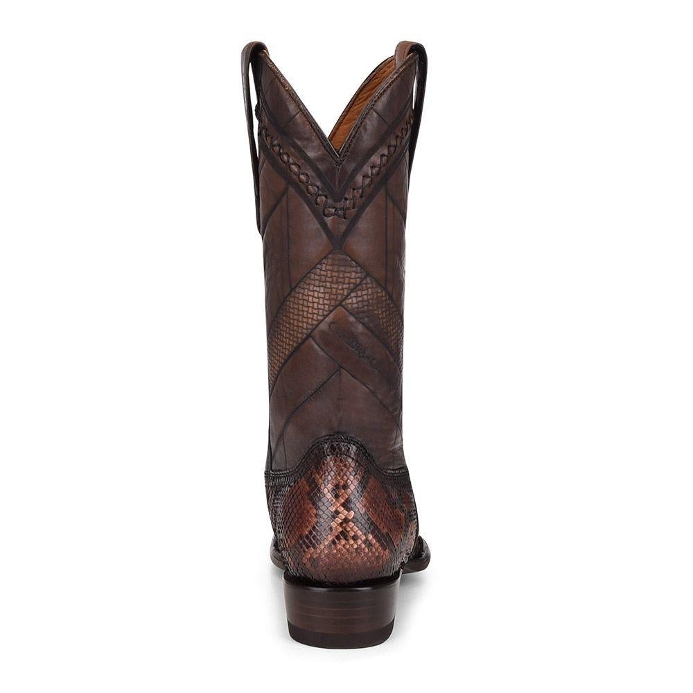 Authentic Brown Western Cowboy Python Skin Boots for Men - Handcrafted Leather Rodeo Boots - Perfect for Country Rides, Rodeos & Western Fashion