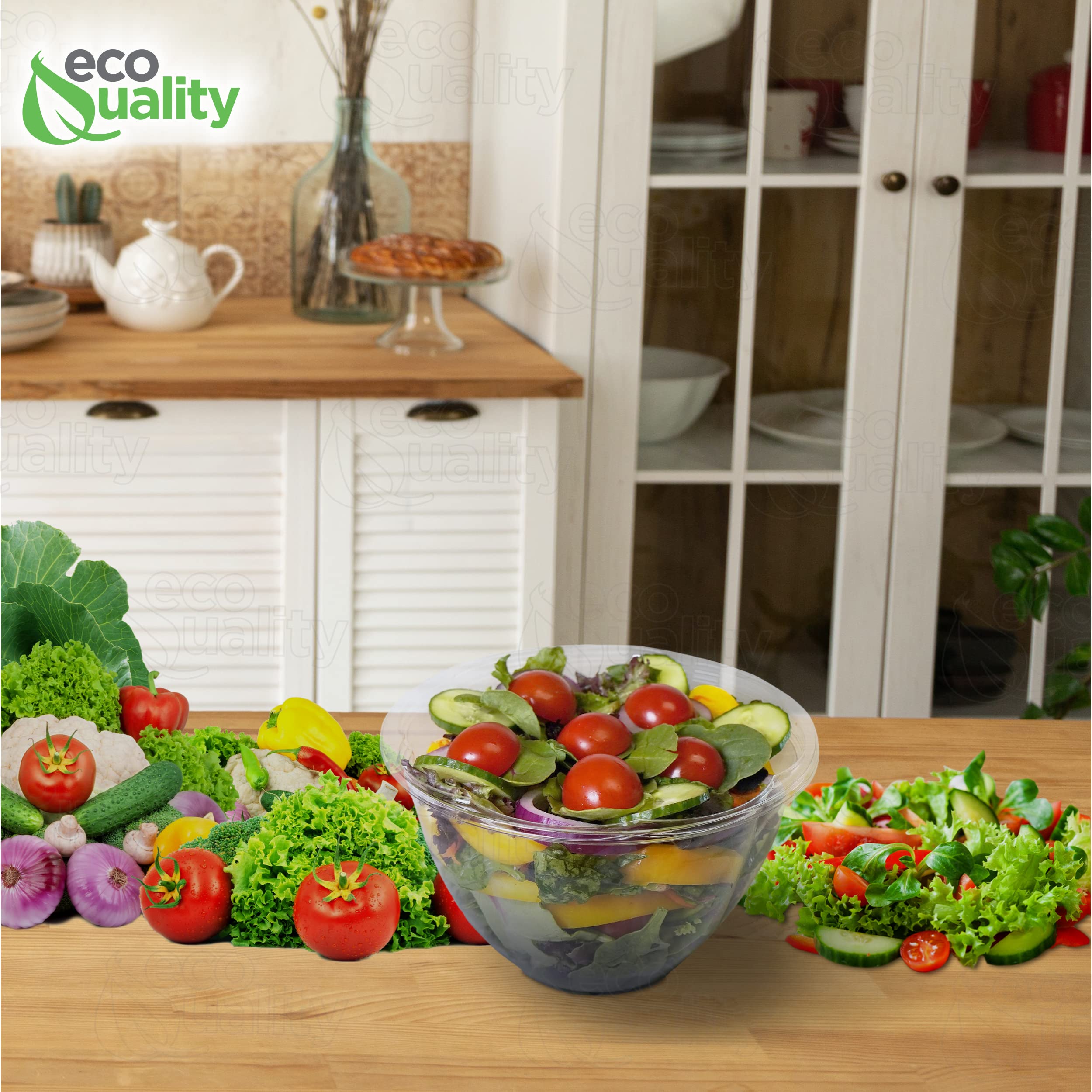 48oz Clear Disposable Salad Bowls with Lids (600 Pack) - BPA-Free Plastic Food Storage Containers for Meal Prep, Takeout, Picnics & Parties | Airtight Leakproof Design Keeps Salads, Fruits & Leftovers Fresh | Perfect for Restaurants, Catering & Home Use