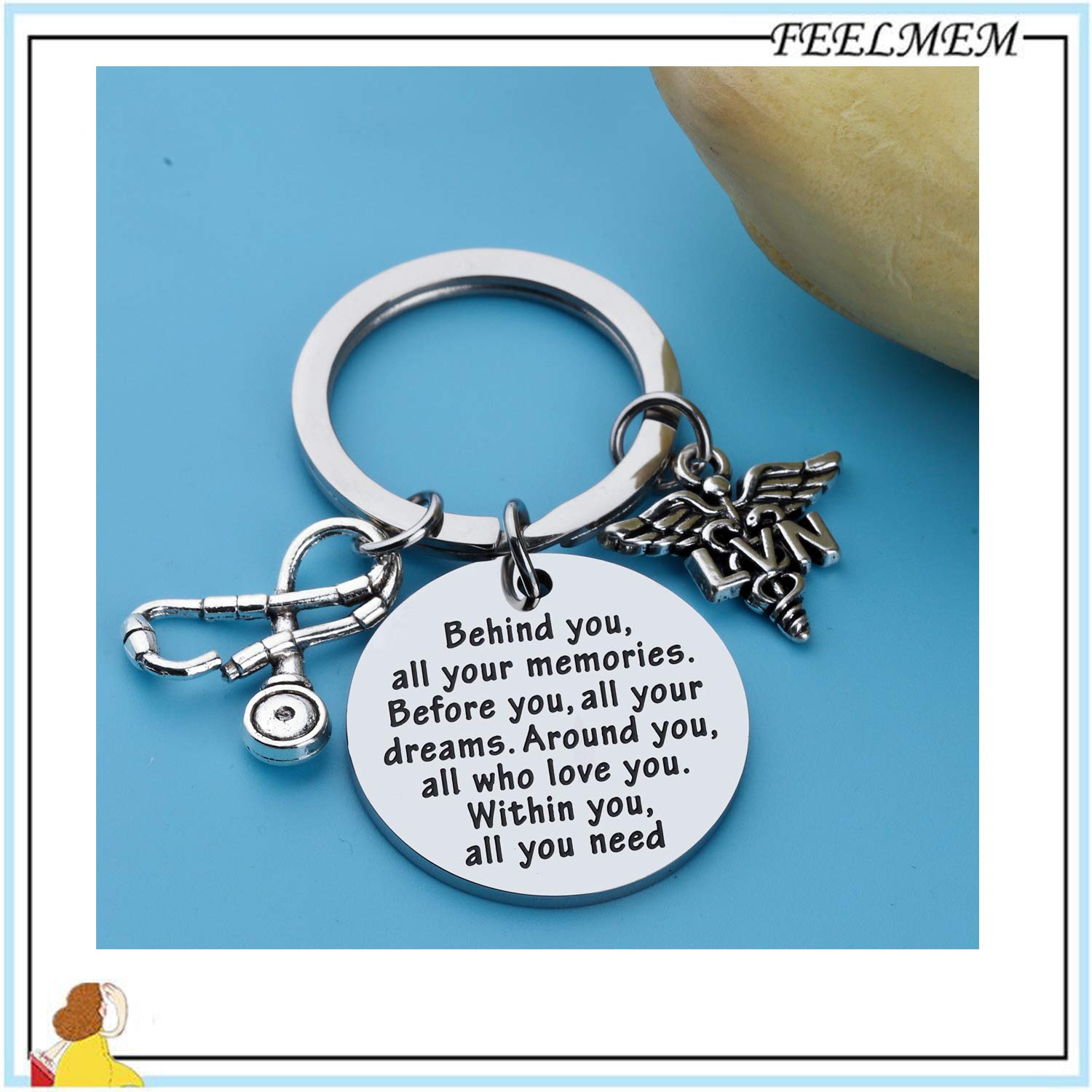 FEELMEM LVN Keychain - Nurse Graduation Gift for LVN, Inspirational Nurse Gift - Perfect for LVN Graduation, Nurse Appreciation Week & Daily Motivation