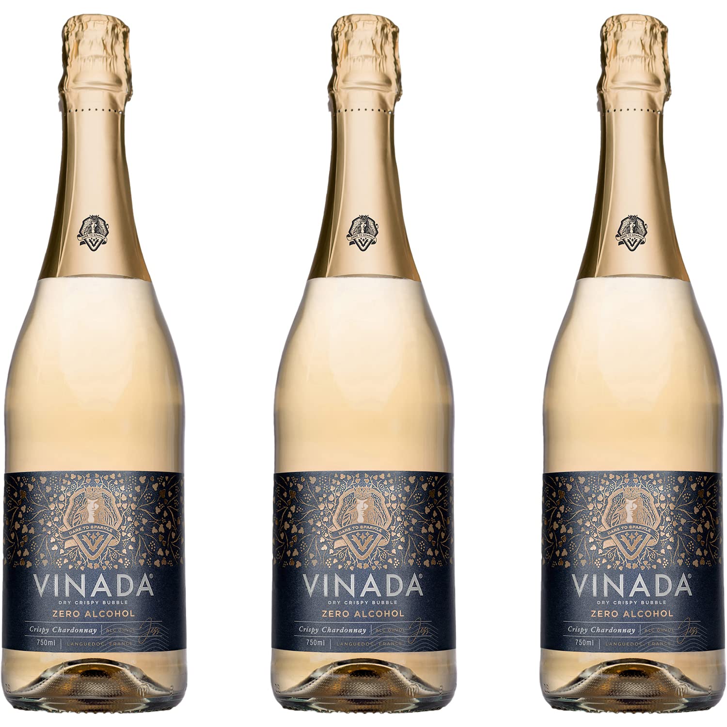VINADA Crispy Chardonnay Non-Alcoholic Wine - 750ml (3 Bottles) | Perfect for Parties, Gifts & Sober Celebrations