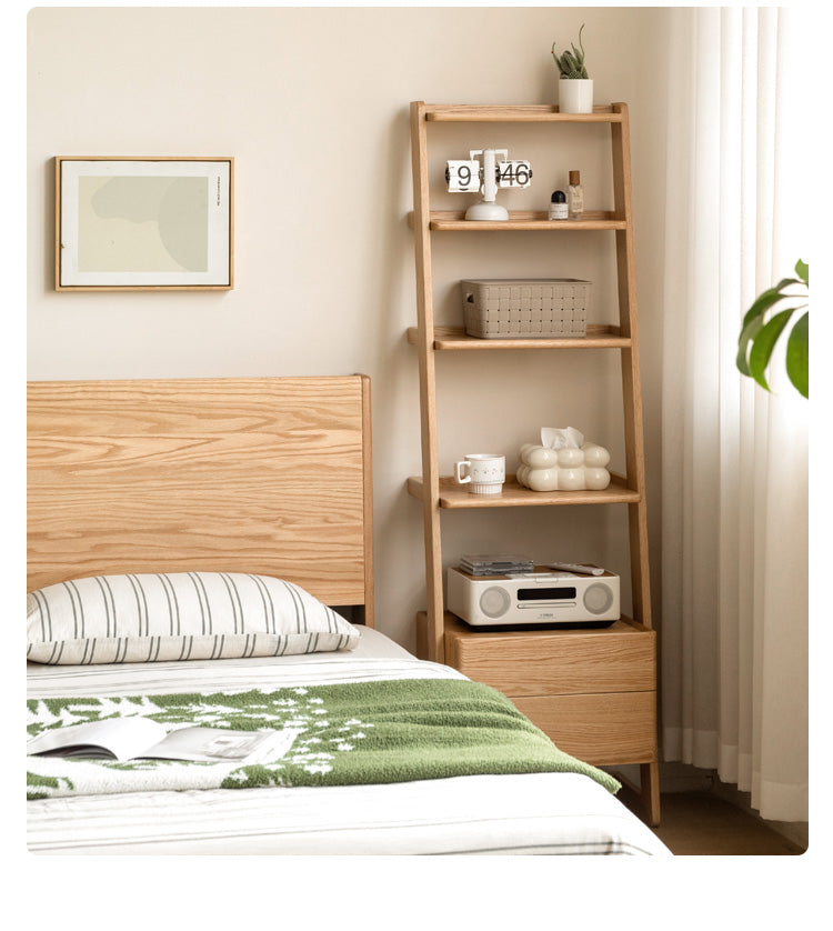 Solid Oak Wood Side Cabinet - Trapezoidal Storage Shelf for Living Room, Bedroom & Office Organization | Rustic Home Decor Furniture