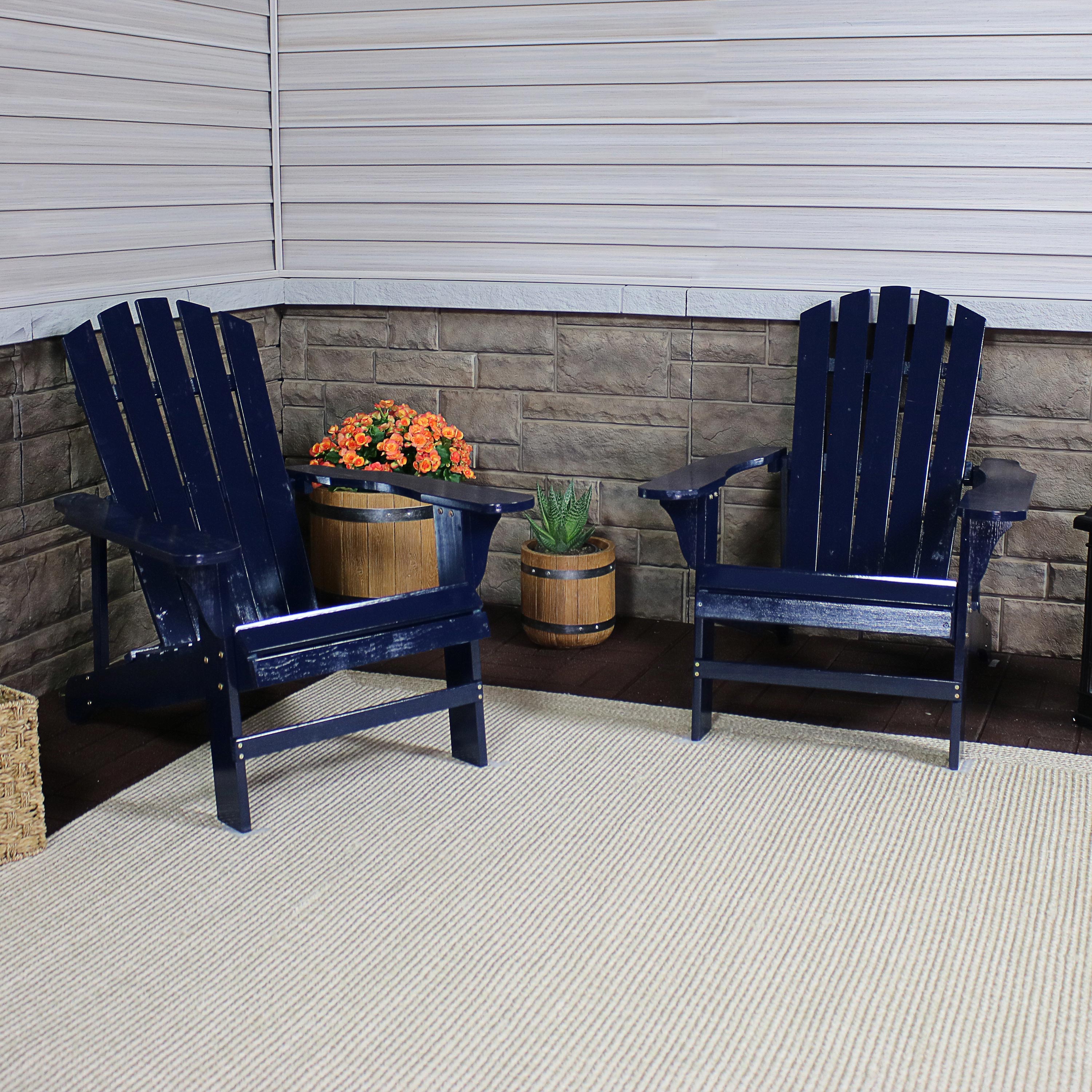 Premium Sunnydaze Coastal Bliss Wooden Adirondack Chair - Outdoor Patio Furniture for Beach, Poolside & Garden Relaxation - Weather-Resistant & Comfortable Lounge Seating