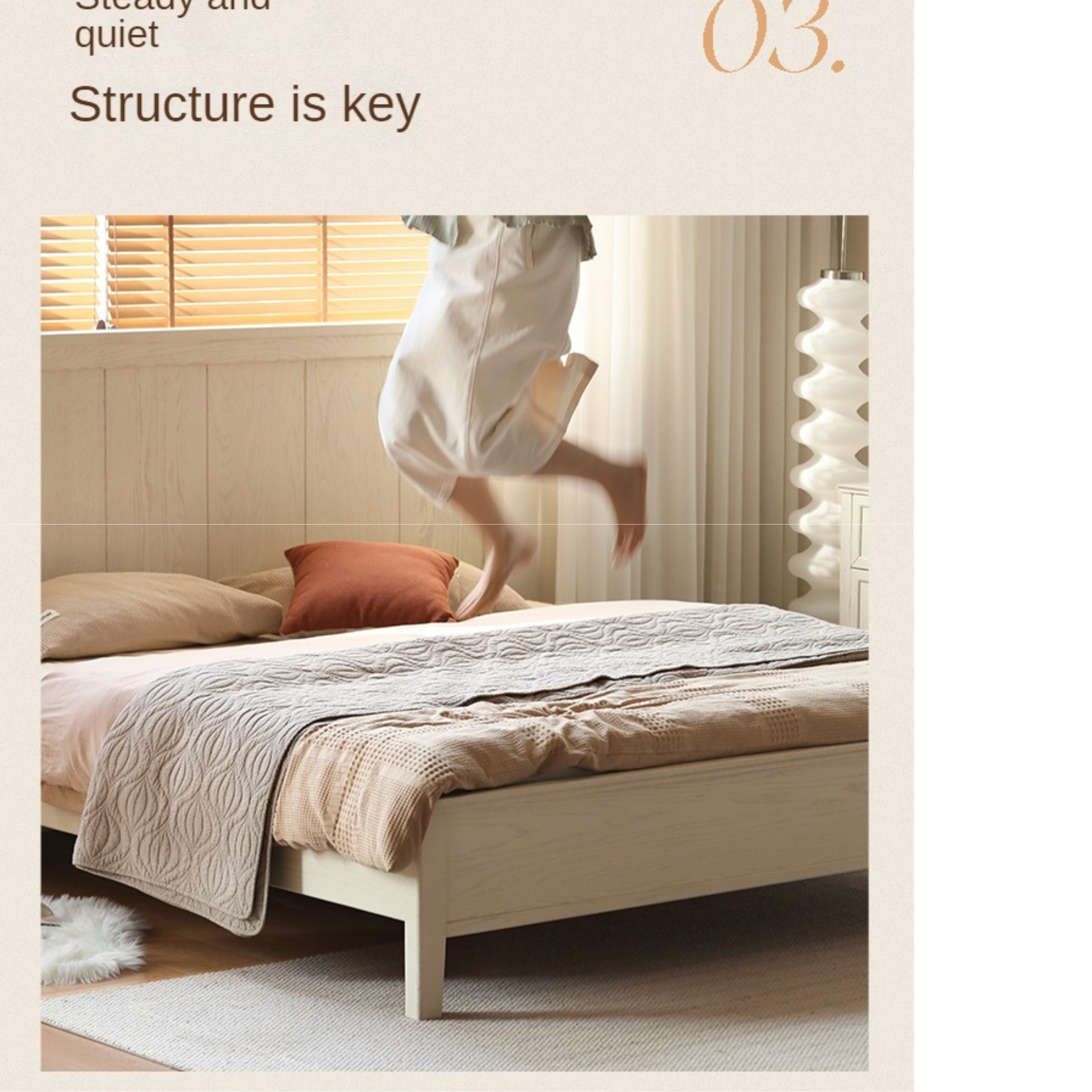 Solid Oak Wood High Headboard Full Size White Bed - American Style Bedroom Furniture for Master Bedroom & Guest Room Decor