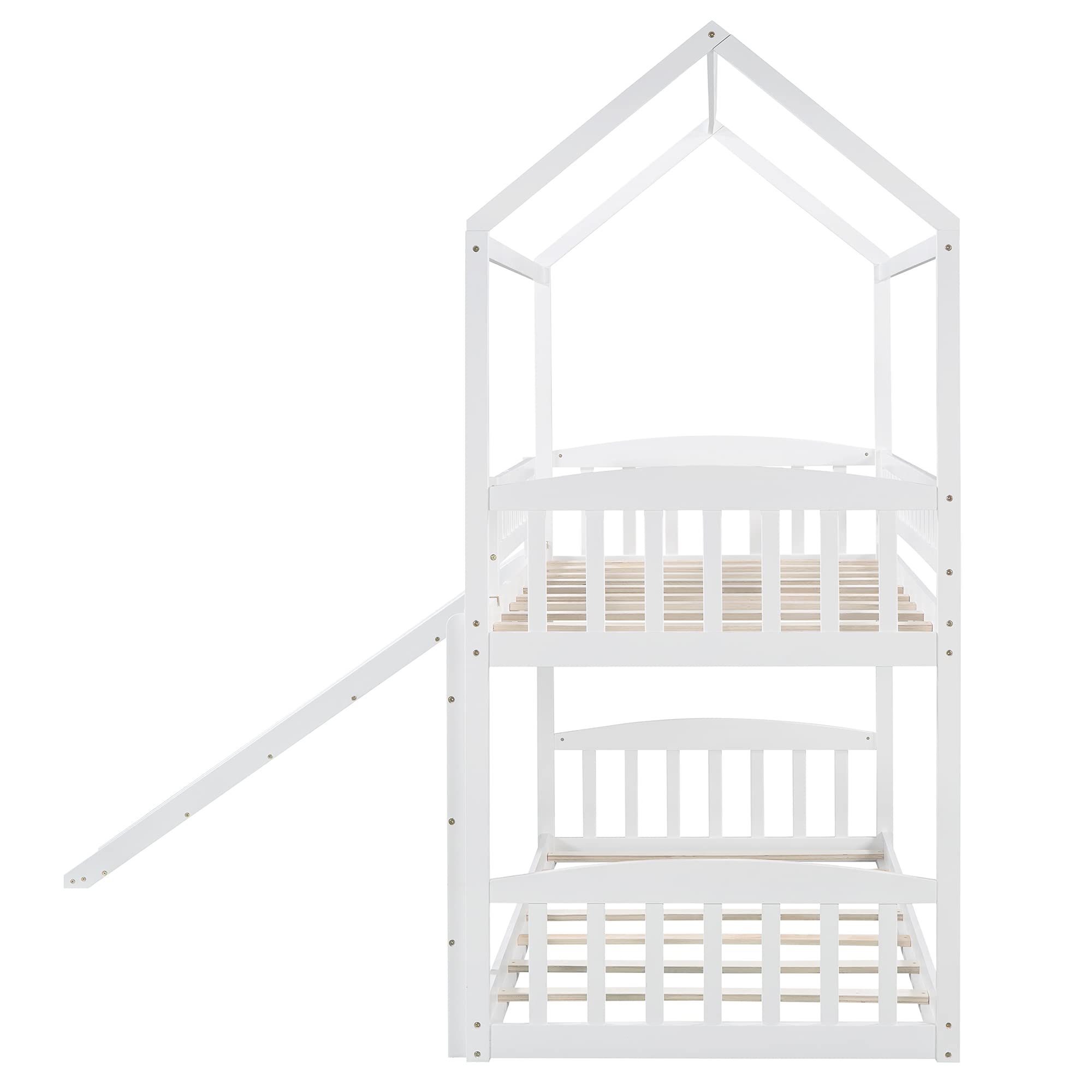Bellemave Twin Over Twin Bunk Bed with Slide - White Playhouse Bed for Kids & Toddlers | Fun Bedroom Furniture for Boys & Girls | Perfect for Small Spaces & Playrooms