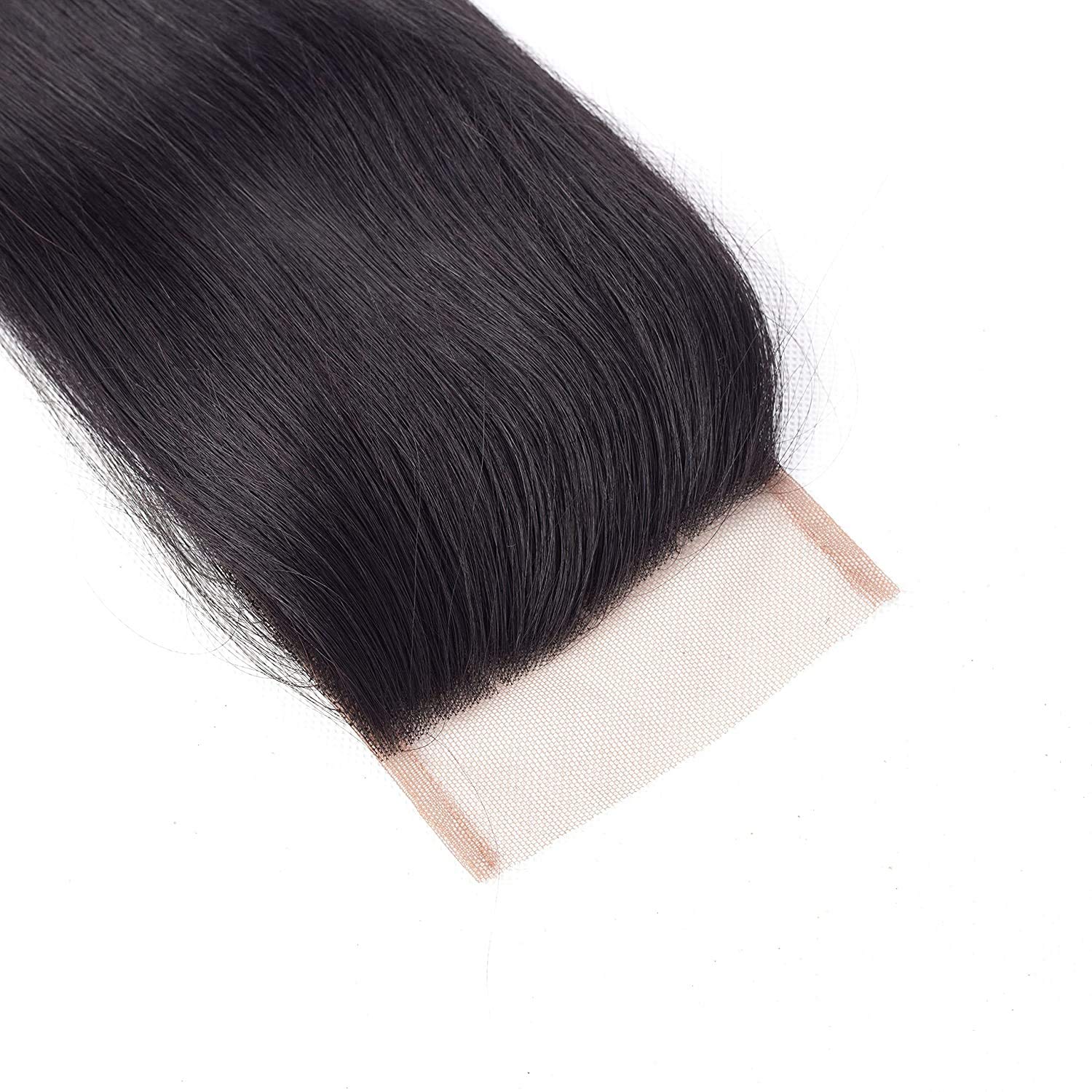Amella 8A Grade Brazilian Straight Human Hair Extensions - 3 Bundles with Closure (18, 20, 22+18 Inch) - Unprocessed Natural Black Hair for Styling & Volume - Perfect for Daily Wear, Parties & Special Occasions