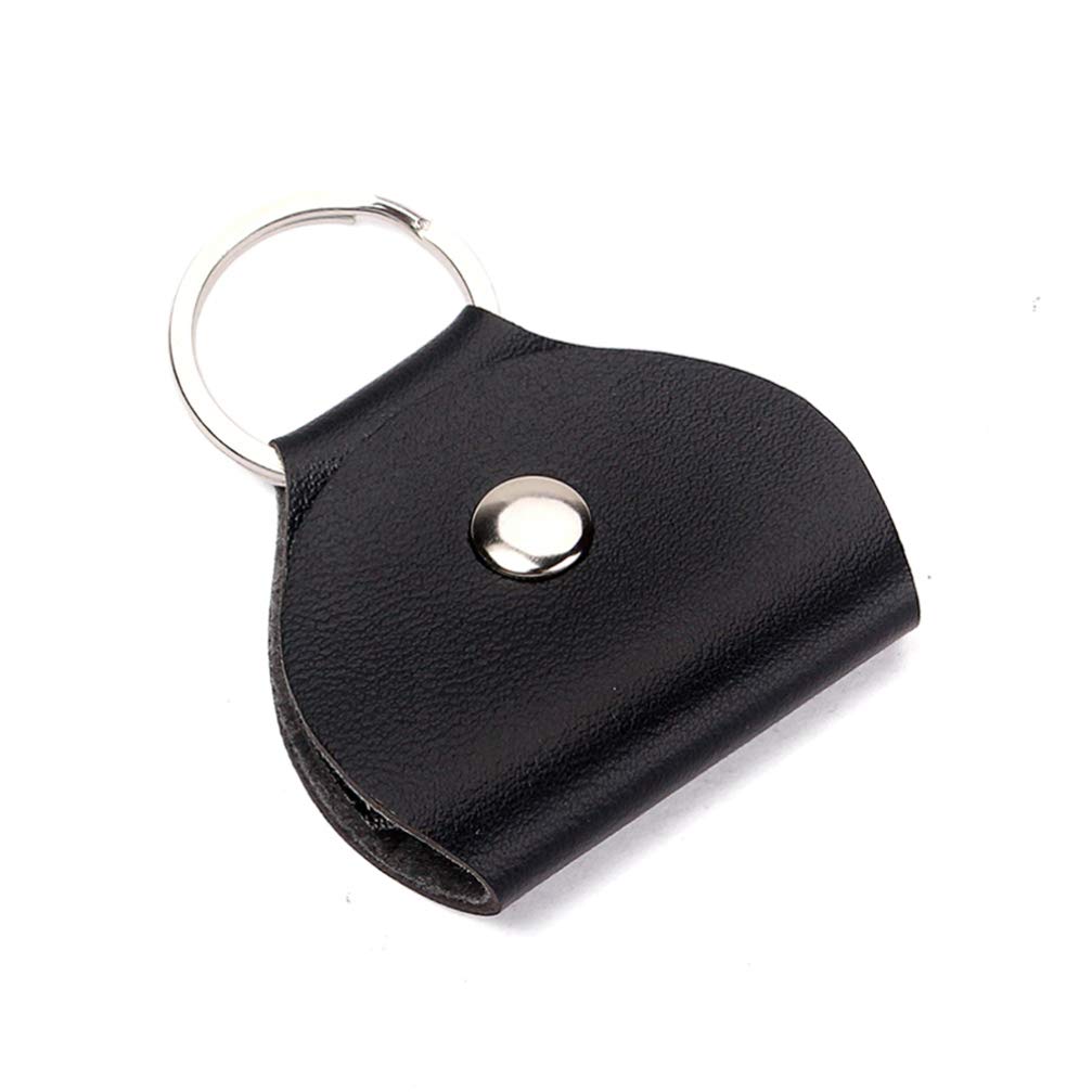 EXCEART Black Leather Guitar Keychain with Plectrum Holder - Music Accessories for Bass, Ukulele, and Guitar - Perfect for Musicians, Guitarists, and Music Lovers (Black) - Great for Gigs, Practice, and Travel