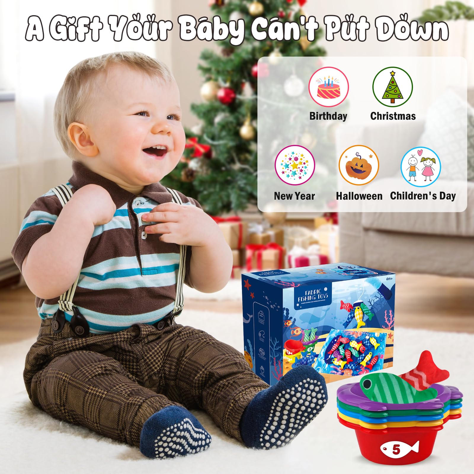 **Fozcmisw Montessori Baby Fishing Toy for 1-3 Year Old Boys & Girls - Early Learning Motor Skill Toy for 6-12 Months, Toddler Educational Gift (Perfect for Birthday, Christmas & Sensory Playtime)**