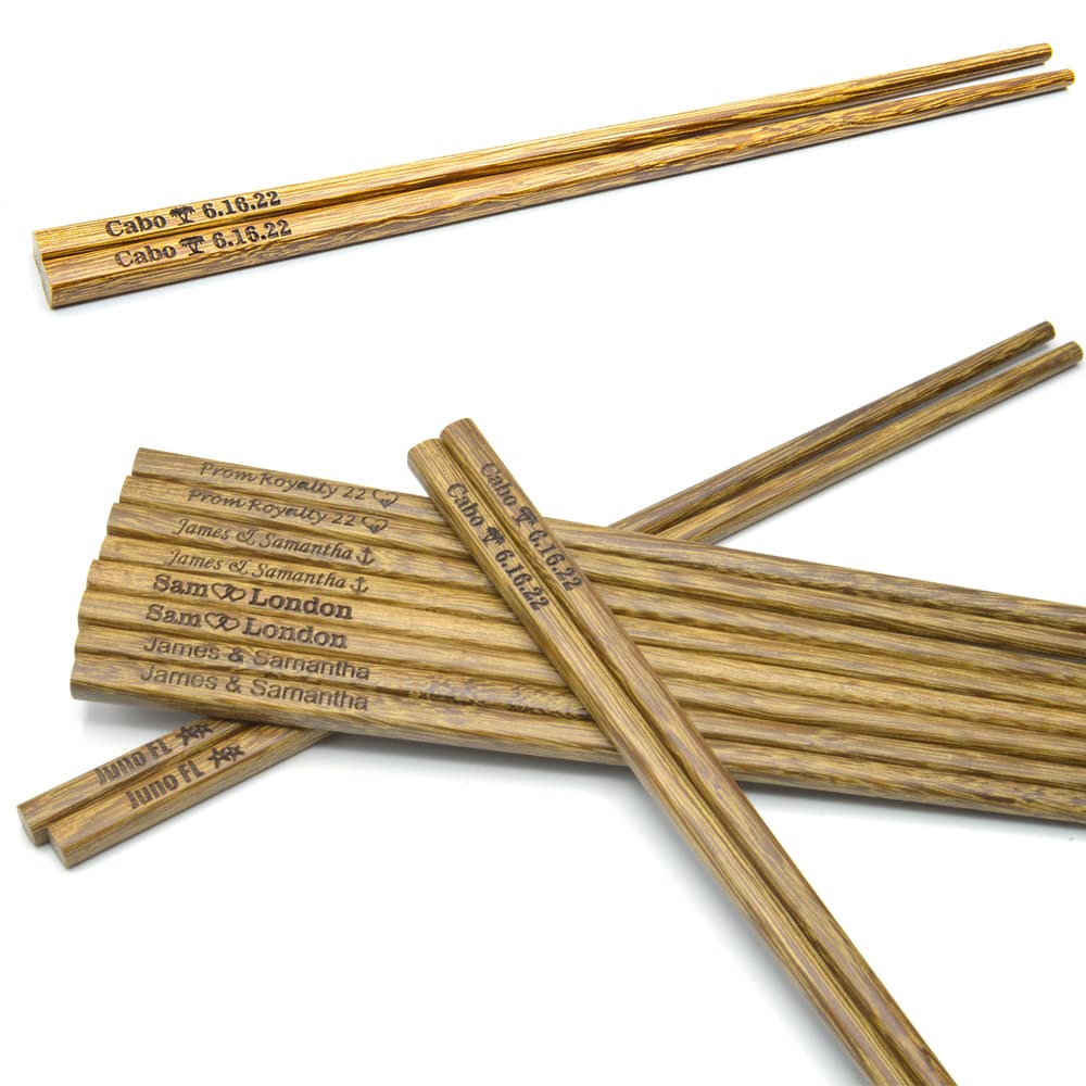 Personalized Engraved Wooden Chopsticks Set - 100PC Reusable Custom Chinese Chopsticks for Beginners, Christmas Gifts, Housewarming Presents | Perfect for Asian Cuisine, Home Dining & Unique Gift Giving