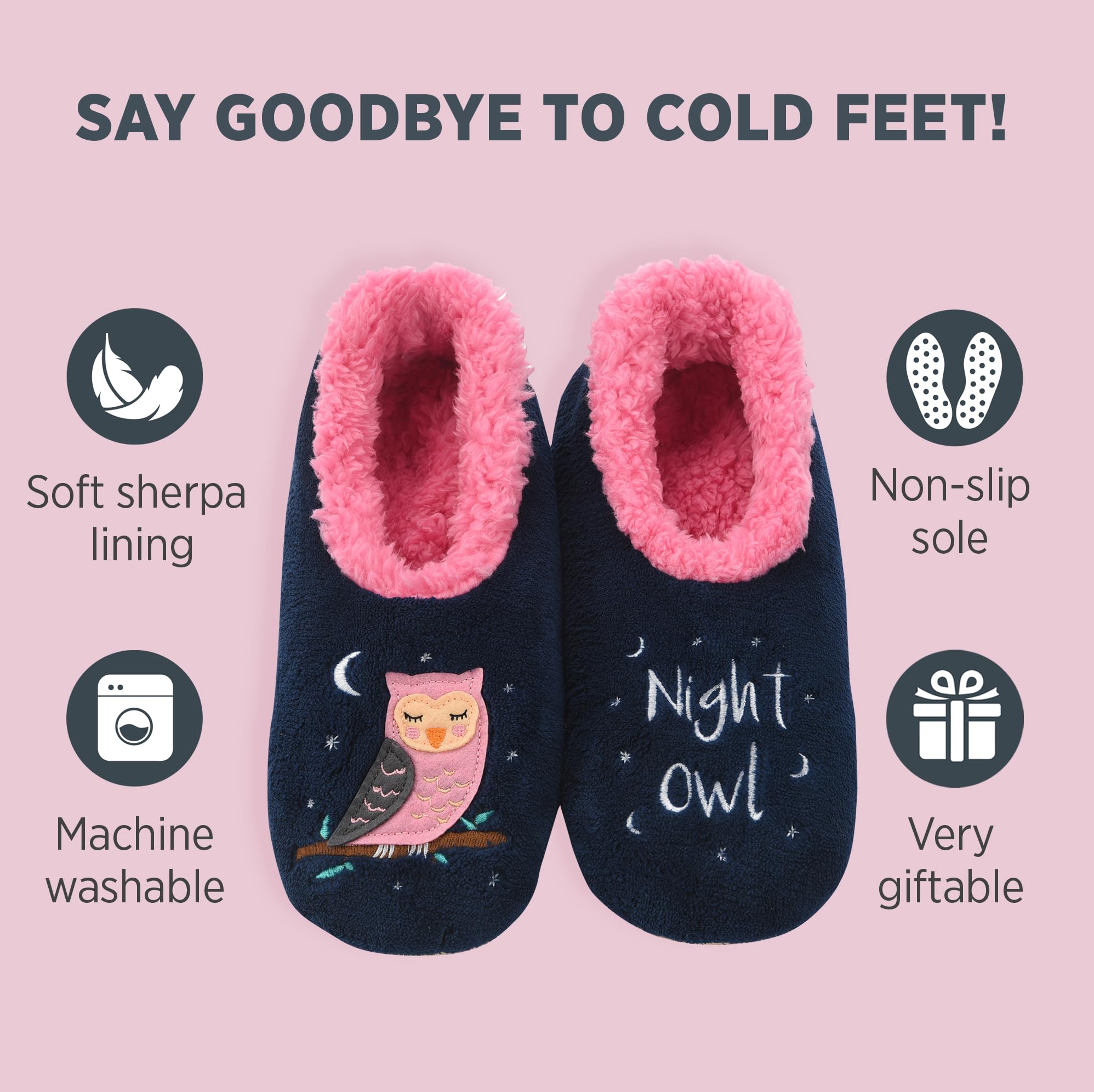 Cozy Snoozies Pairable Slipper Socks for Women - Non-Slip Fuzzy House Slippers with Fun Designs | Perfect for Indoor Comfort, Lounge Wear & Gift Giving