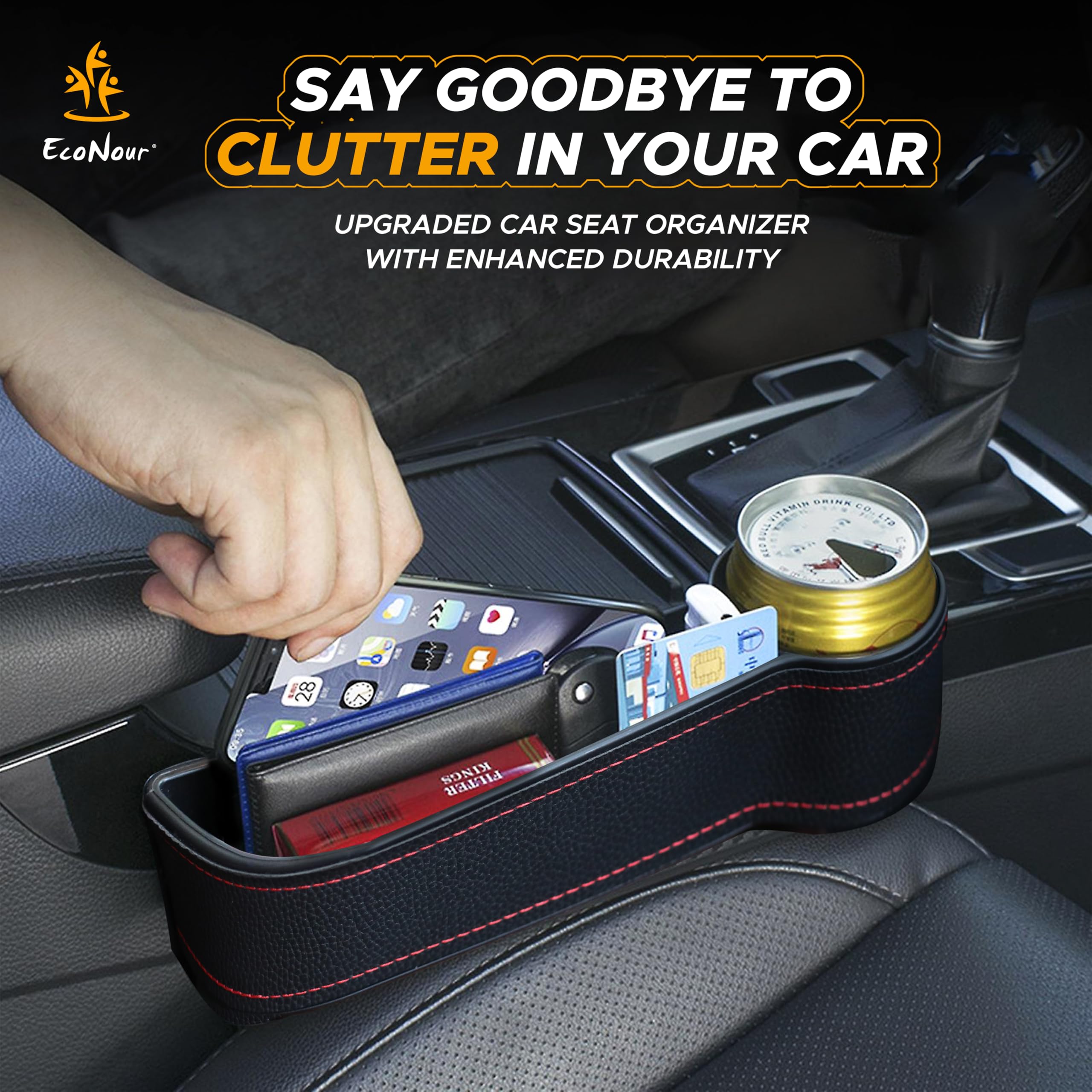 EcoNour Car Seat Gap Filler with Cup Holder (10