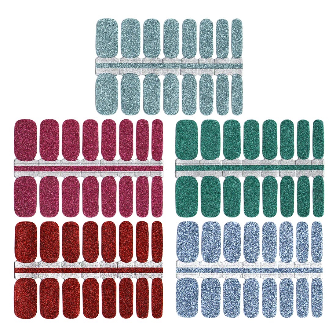 DANNEASY Glitter Nail Polish Strips - 5 Sheets Self-Adhesive Nail Stickers & Wraps with Nail File & Cuticle Stick | Long-Lasting Manicure Kit for Home, Salon & Party Nail Art