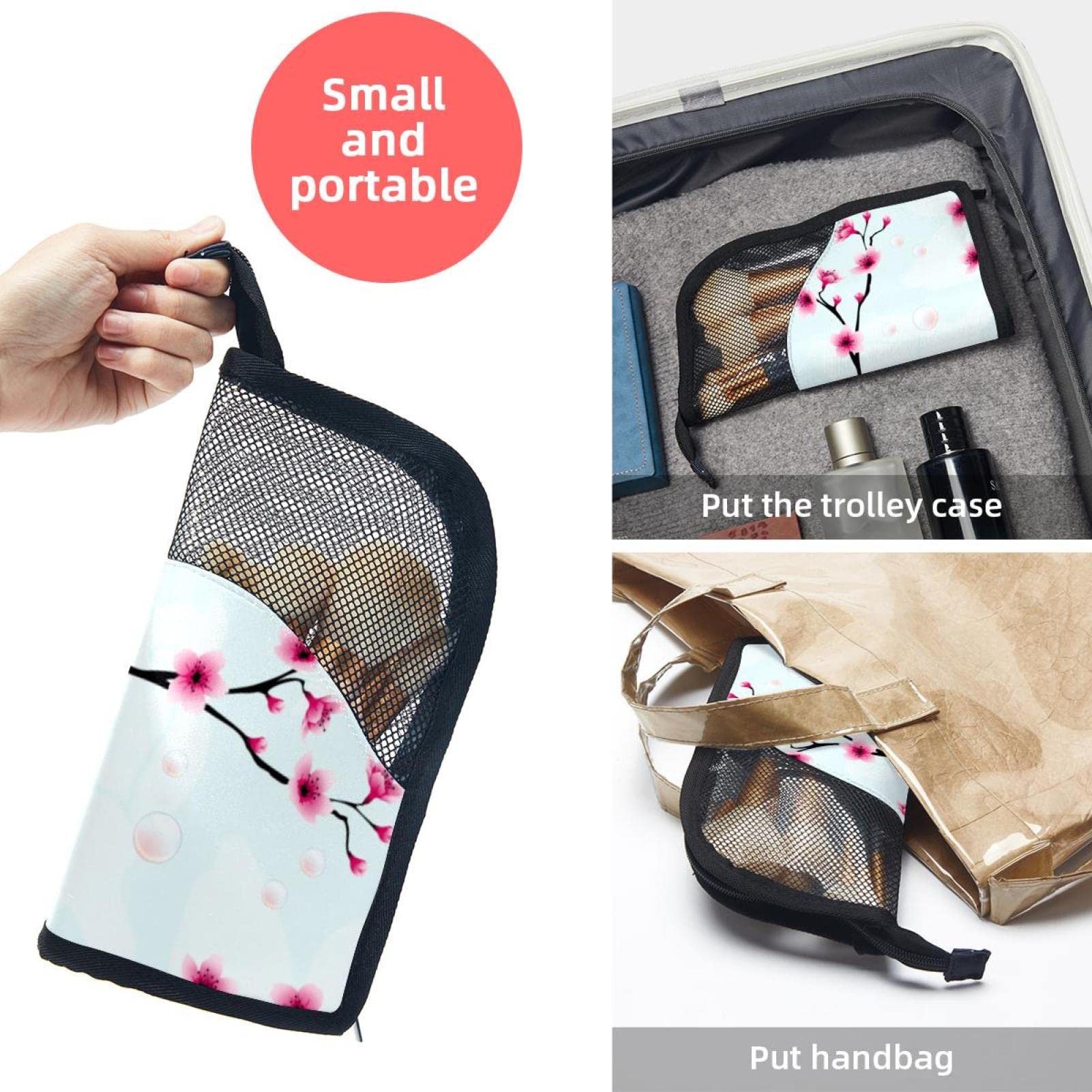 12-Piece Makeup Brush Organizer Bag with Portable Holder Case - Peach Blossom Floral Design for Travel & Home Storage | Perfect for Makeup Artists & Beauty Enthusiasts
