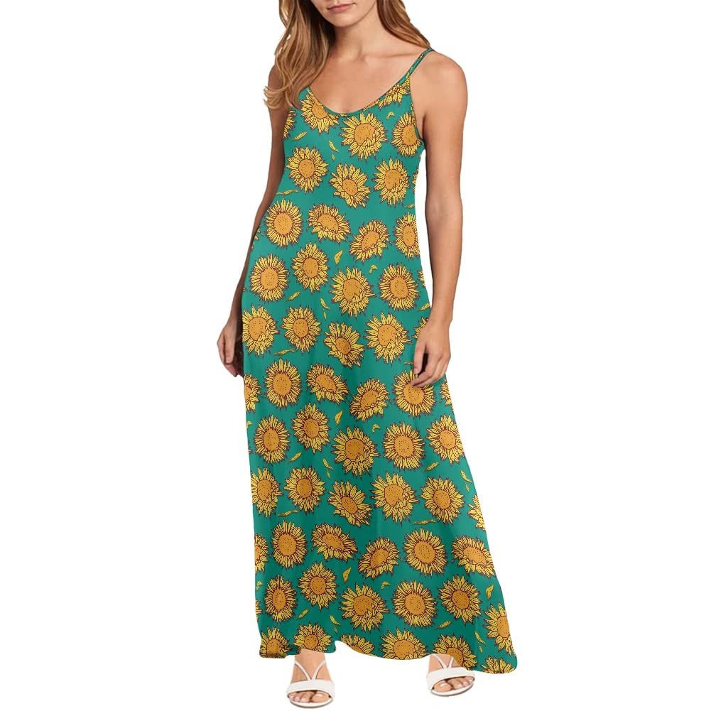 Floral Maxi Dress for Women - Plus Size Summer Casual Sundress, Boho Sleeveless Loose Beach Dress | Perfect for Vacations, Outdoor Parties & Boho Fashion