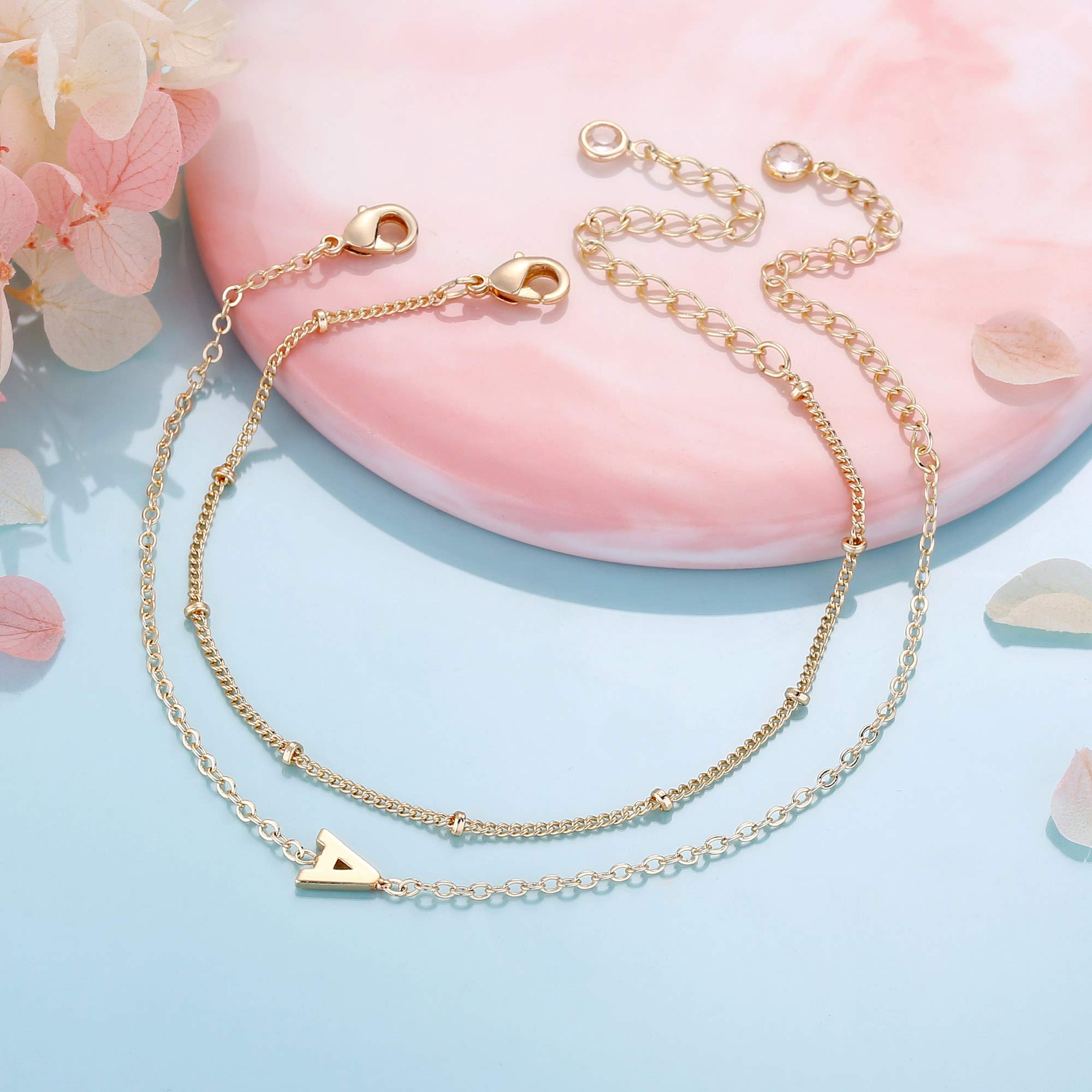 Personalized Initial Bracelets for Women - Layered Letter Charm Bracelet A-Z in Gold, Silver & Rose Gold | Dainty Jewelry for Birthday Gifts | Perfect for Everyday Wear, Date Nights & Special Occasions