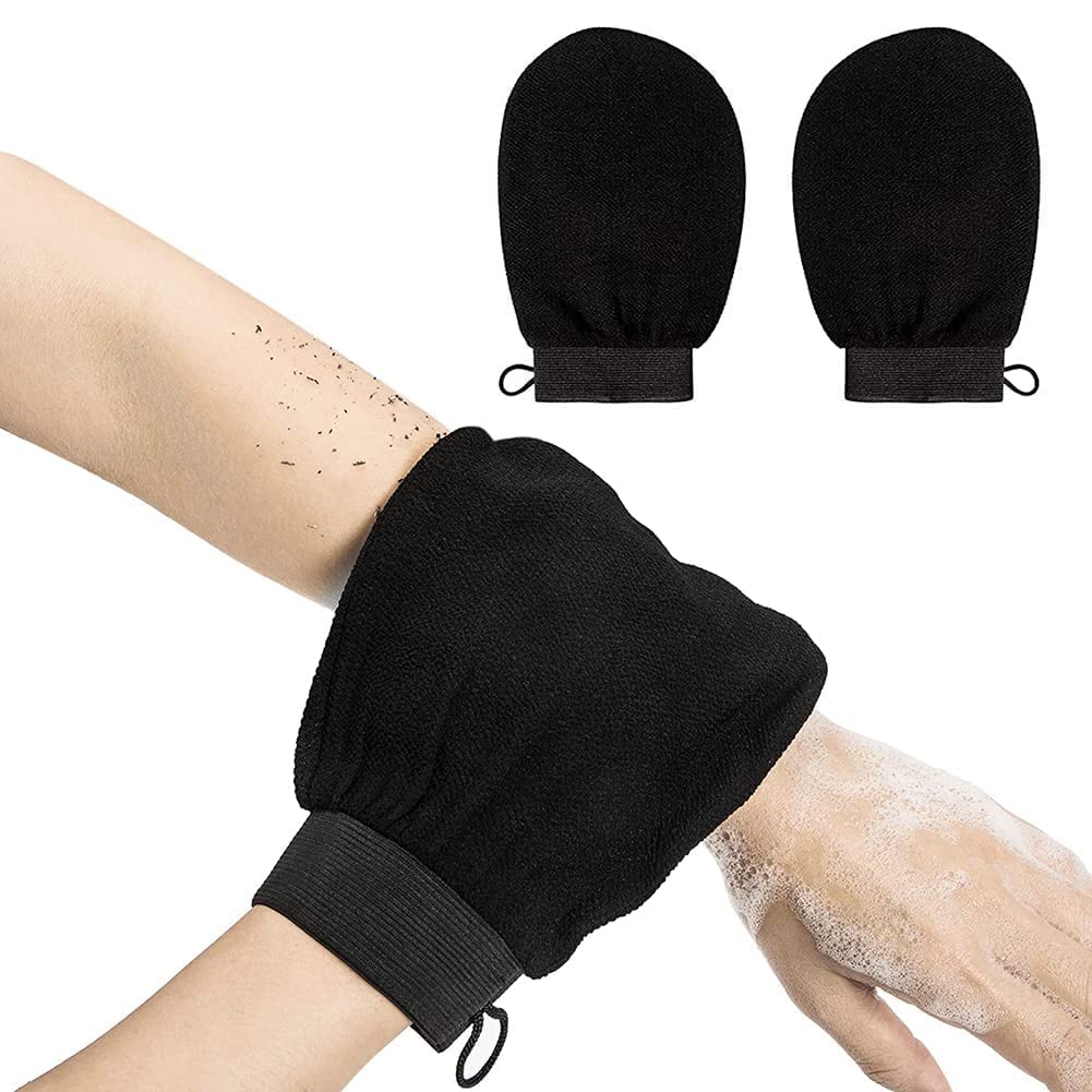 **MIRARIYA Exfoliating Gloves for Body Scrub & Tan Removal – Natural Fiber Bath Gloves for Smooth Skin, Gentle & Sustainable, Unisex (Pack of 2) – Perfect for Shower, Spa & At-Home Skincare**