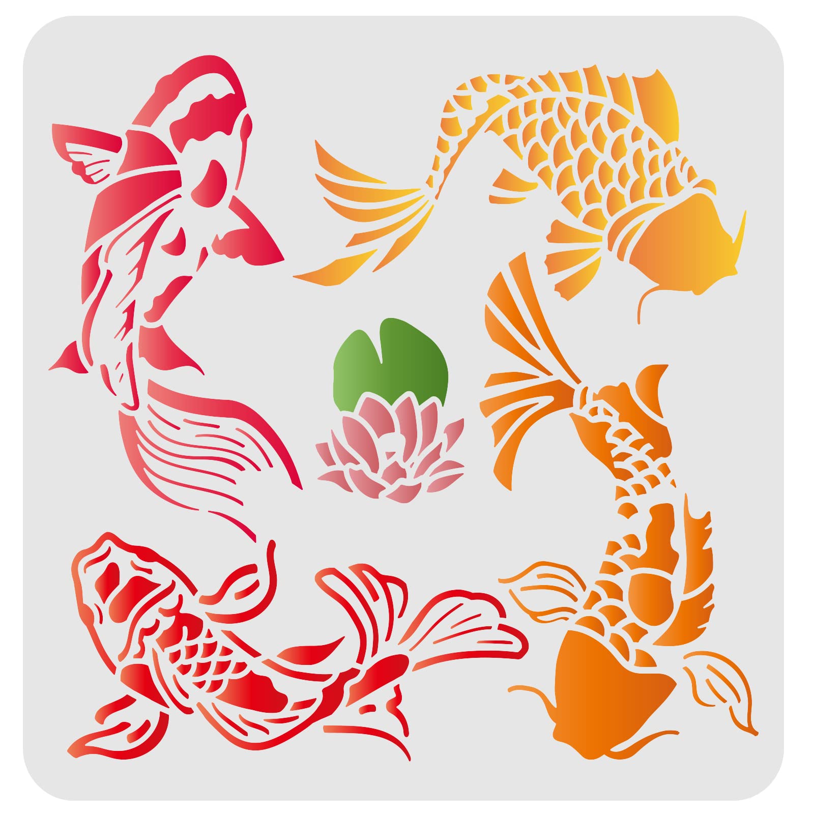 FINGERINSPIRE Koi Lotus DIY Stencils for Wall Painting - 11.8x11.8 Inch Reusable Mylar Template for Carp Fish Drawing, Chalk Signs, and Art Crafts - Perfect for Home Decor, Window Designs, and DIY Painting Projects