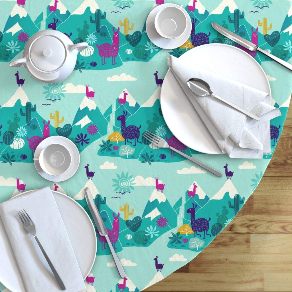 Custom Printed Cotton Sateen Tablecloth 90