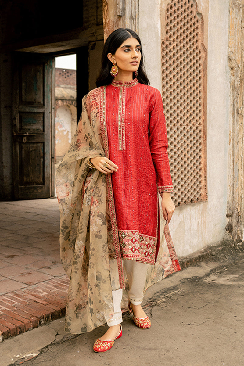 KEHKASHAAN 2PC Women's Ethnic Outfit Set (Embroidered Shirt & Dupatta Scarf) for Festivals, Weddings & Special Occasions