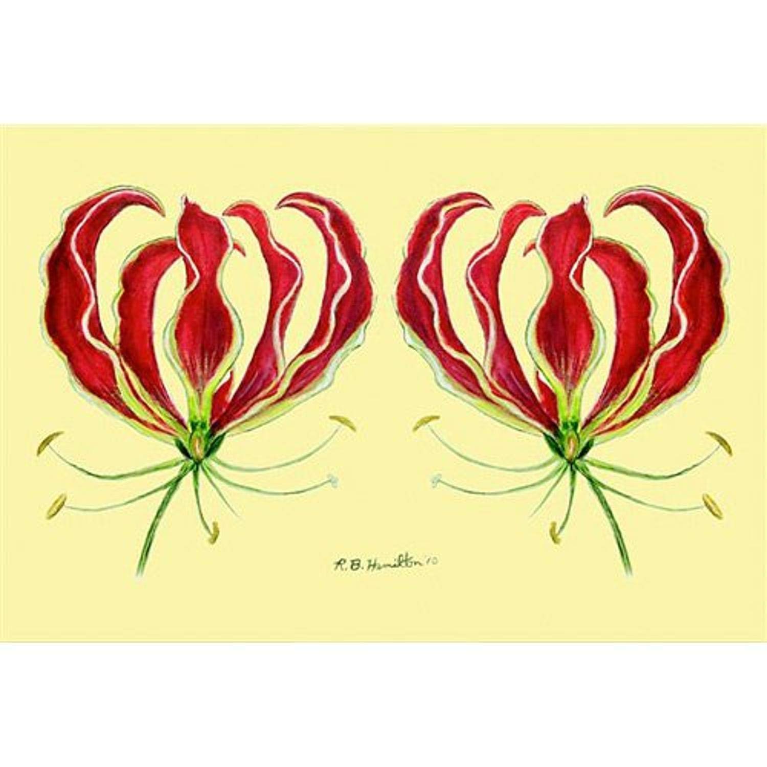 Betsy Drake DM482 Non-Slip Garden Red Lily Welcome Doormat 18