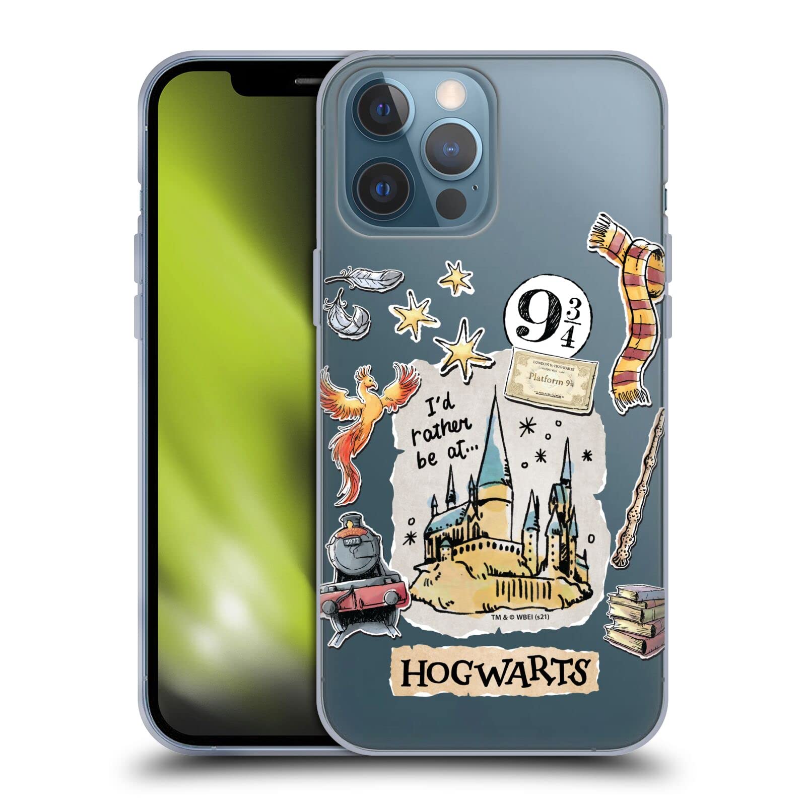 Official Harry Potter Hogwarts Scrapbook Soft Gel Case for iPhone 13 Pro Max - Licensed Collectible Memorabilia - Perfect for Potter Fans, School Use & Gift Giving